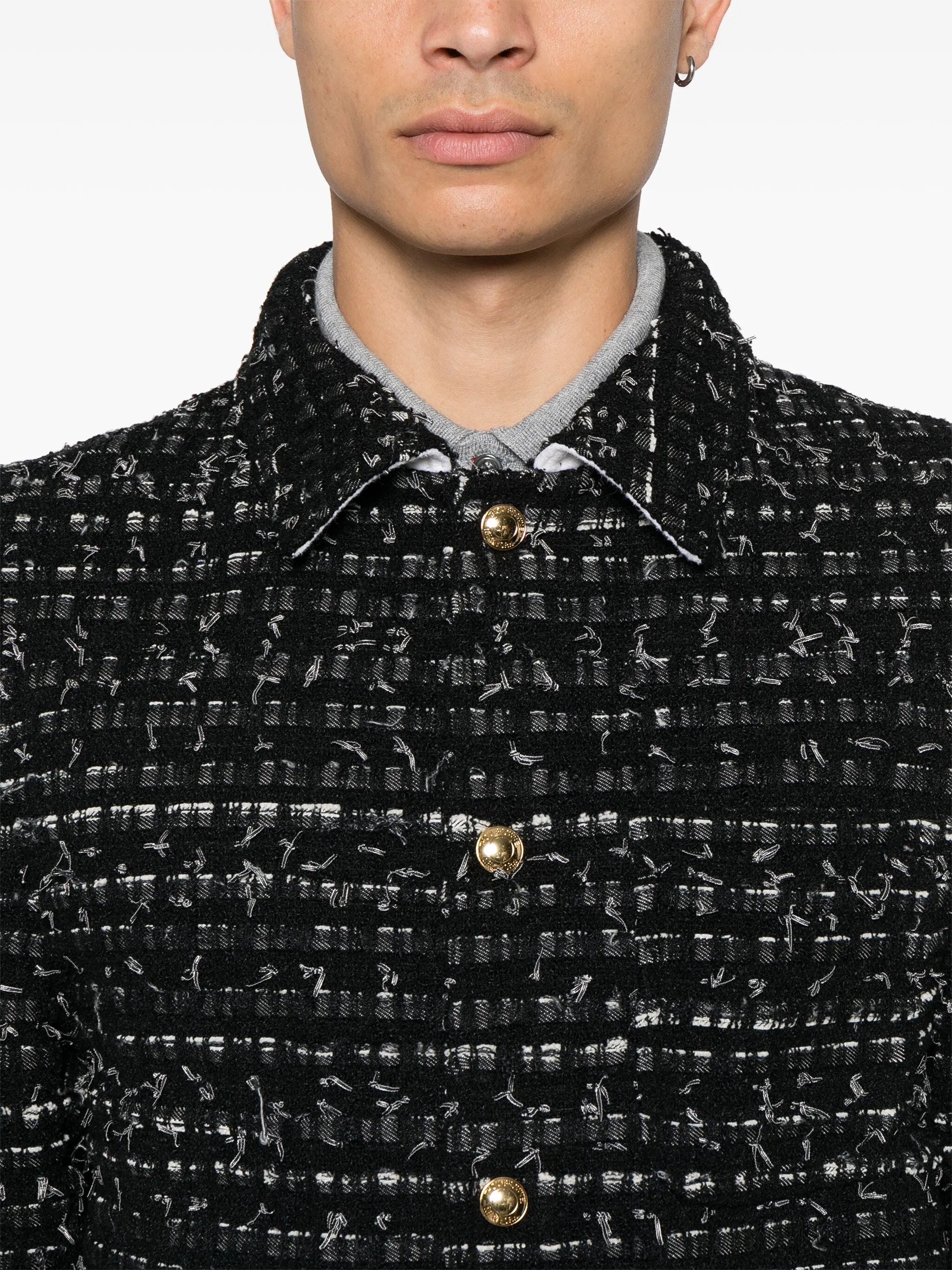 denim ribbon tweed jacket