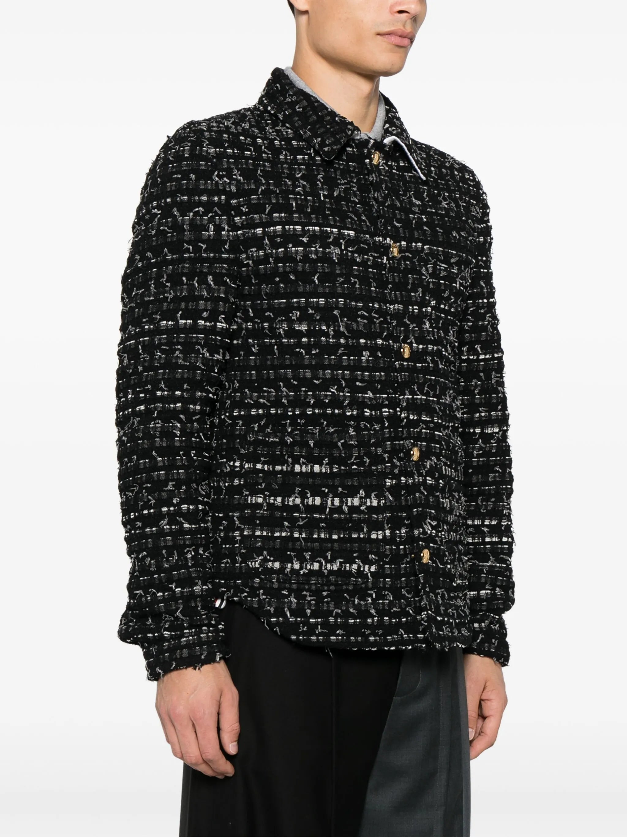 denim ribbon tweed jacket