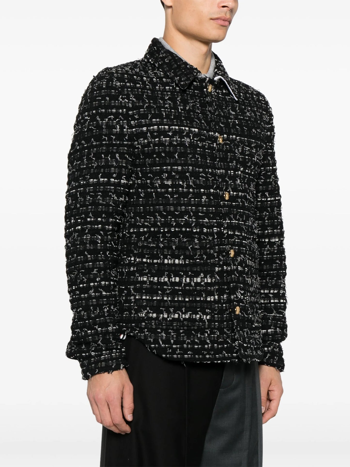 denim ribbon tweed jacket