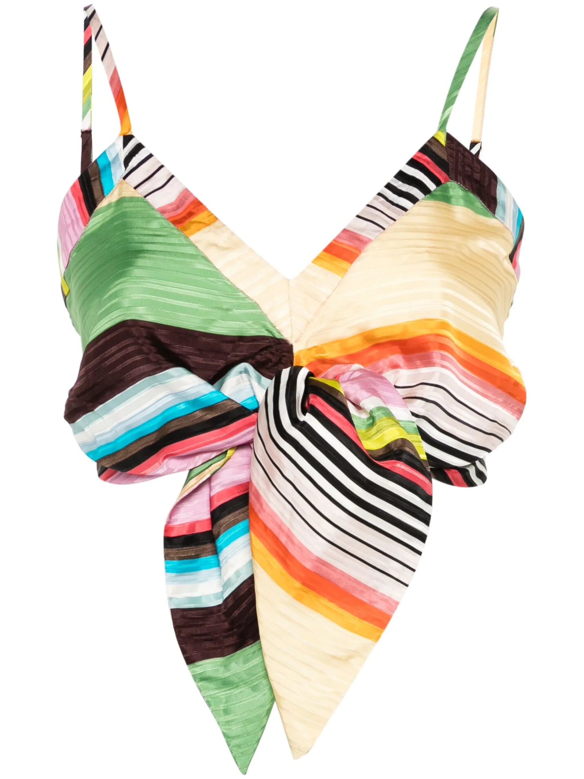 bow-detail striped bralette
