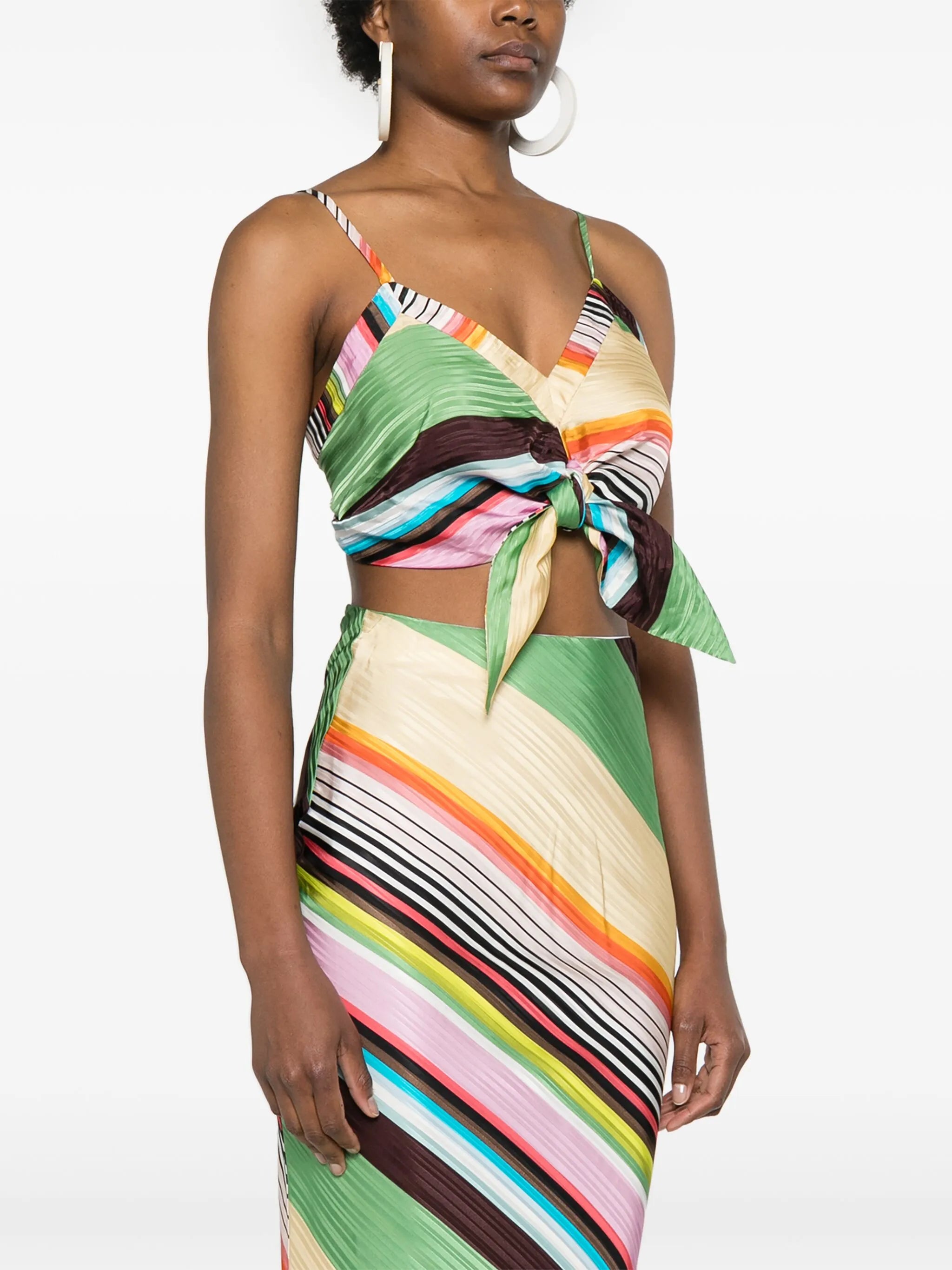 bow-detail striped bralette