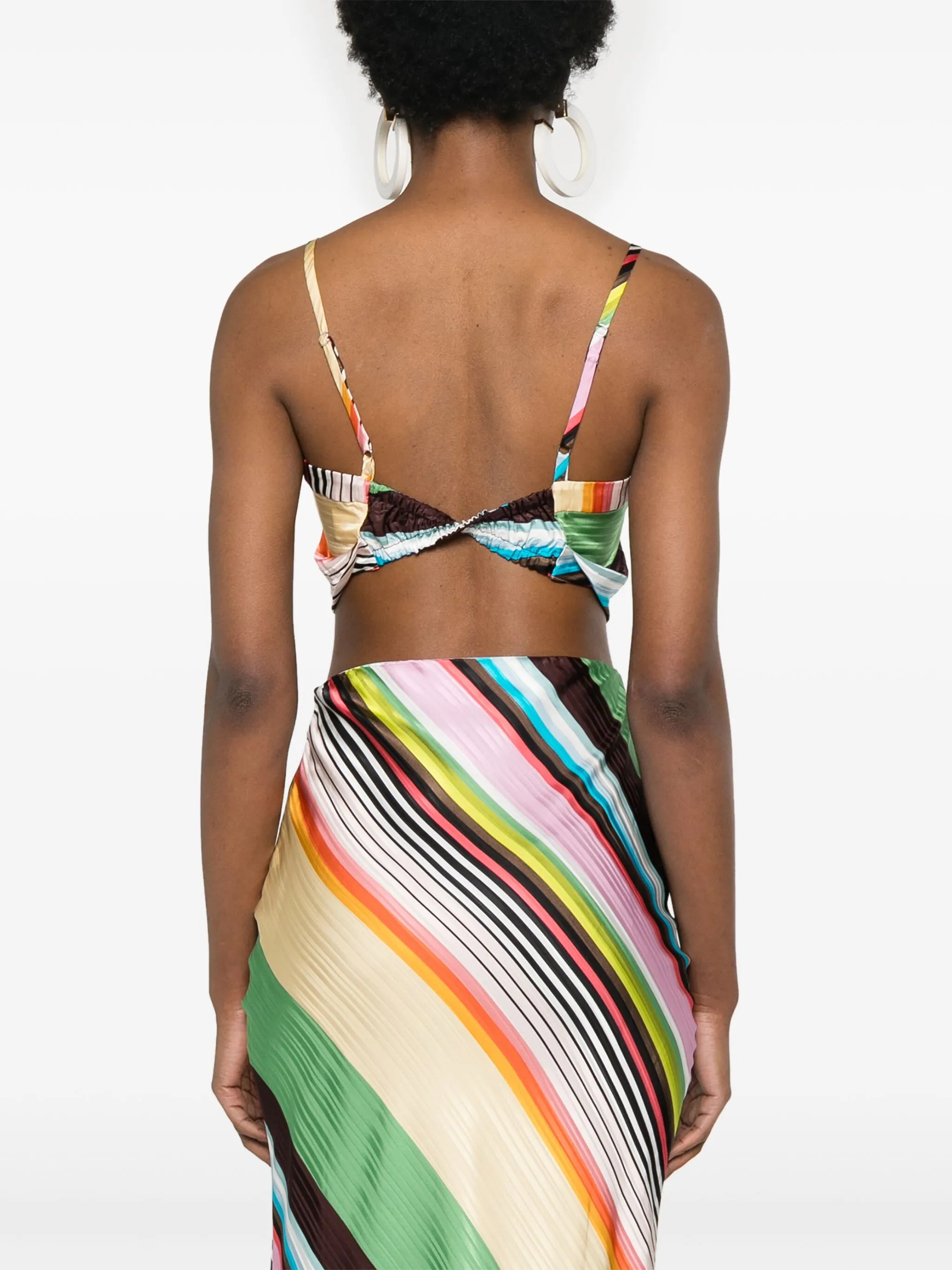 bow-detail striped bralette