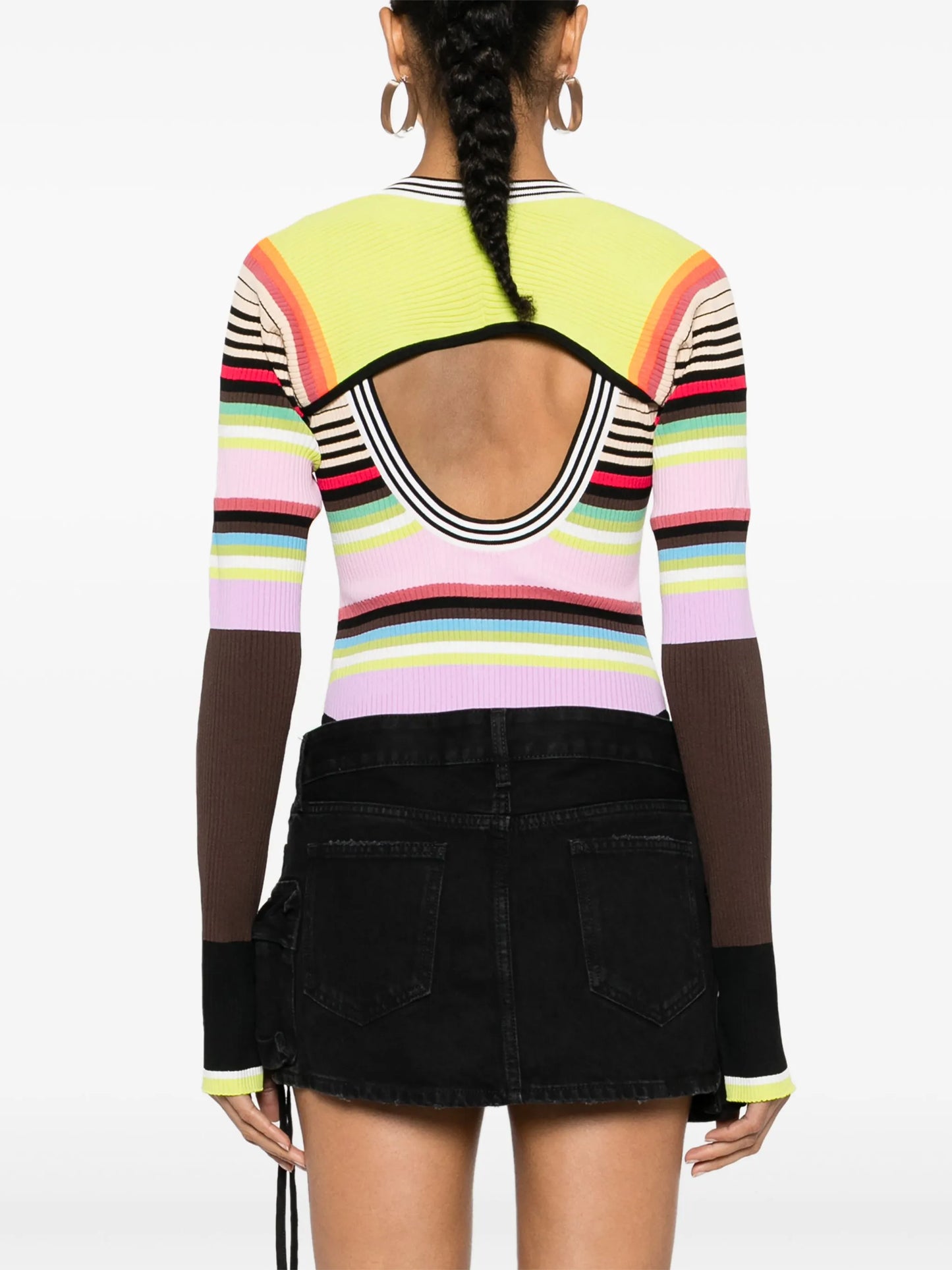striped knitted bodysuit and bolero