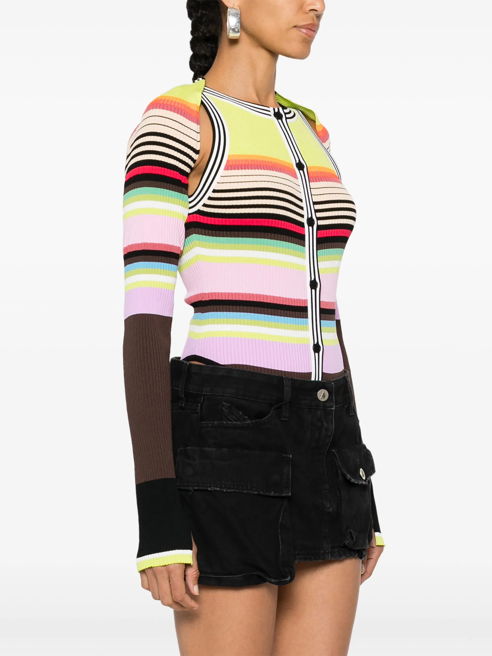 striped knitted bodysuit and bolero