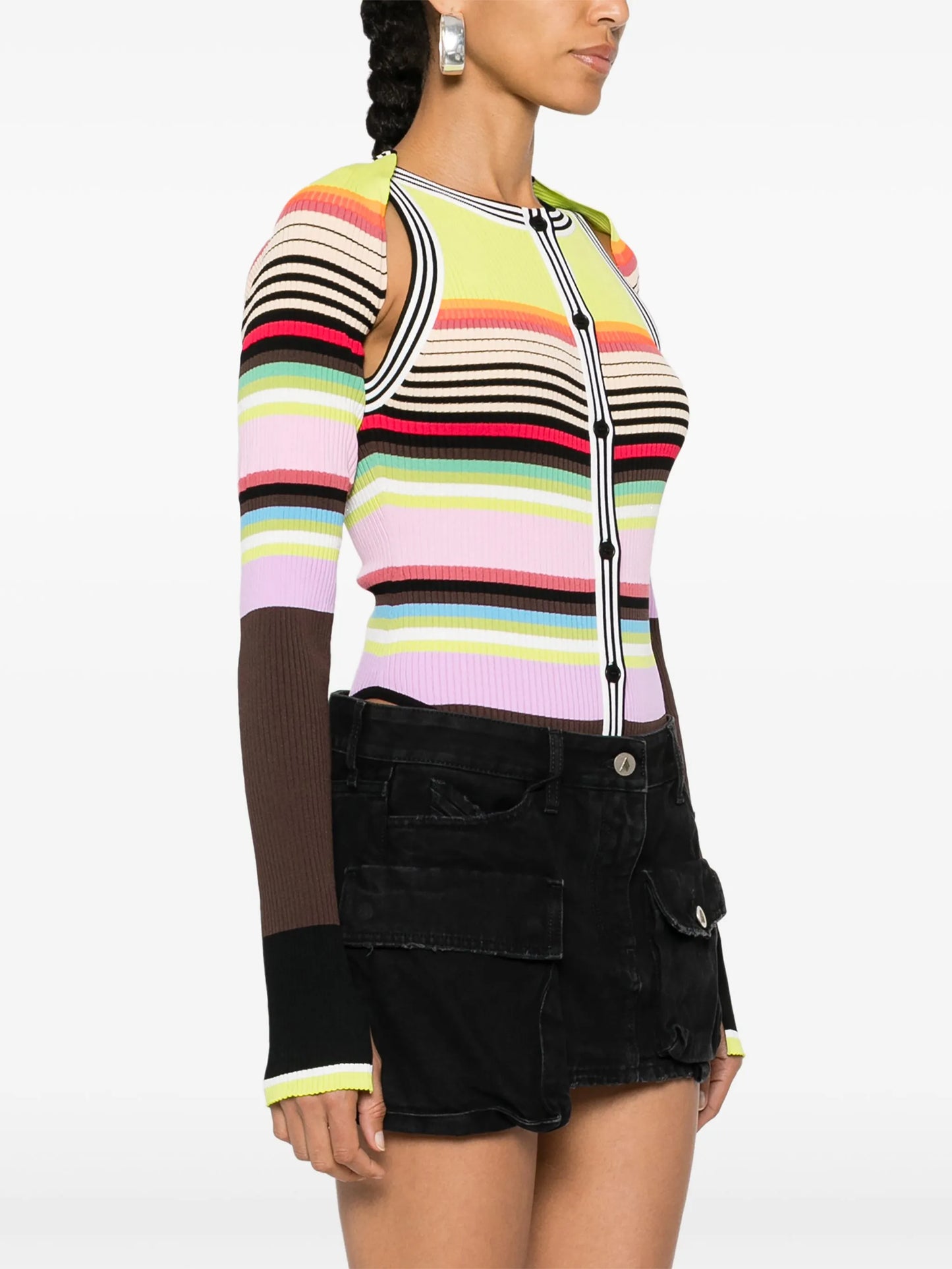striped knitted bodysuit and bolero