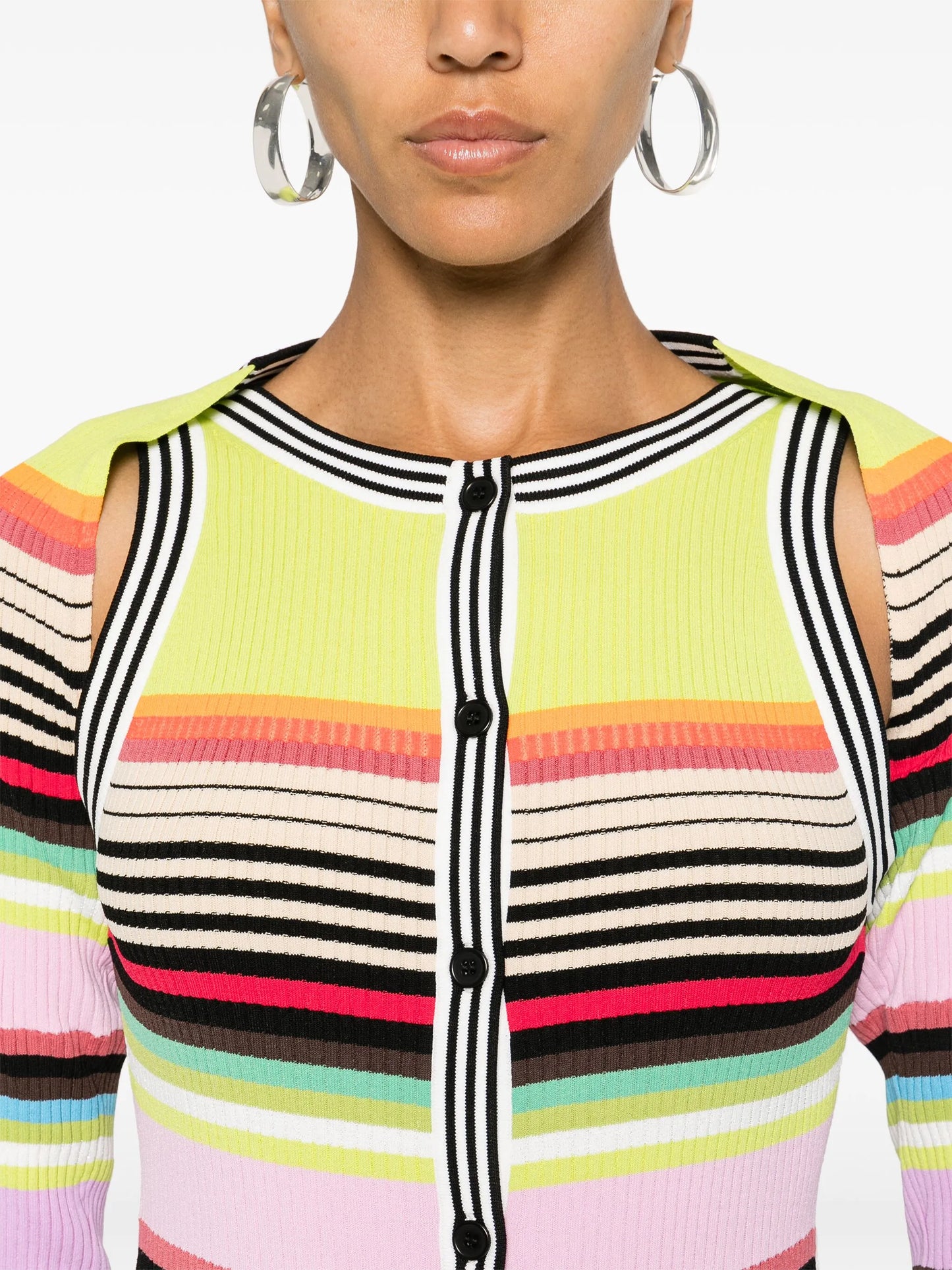 striped knitted bodysuit and bolero