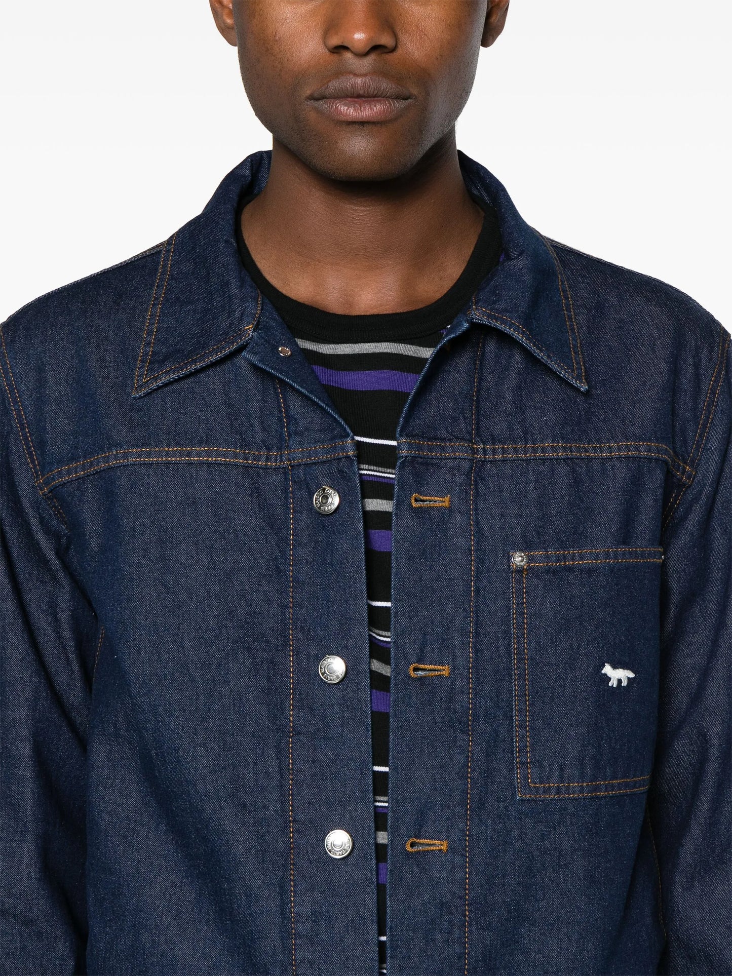 logo-embroidered denim jacket