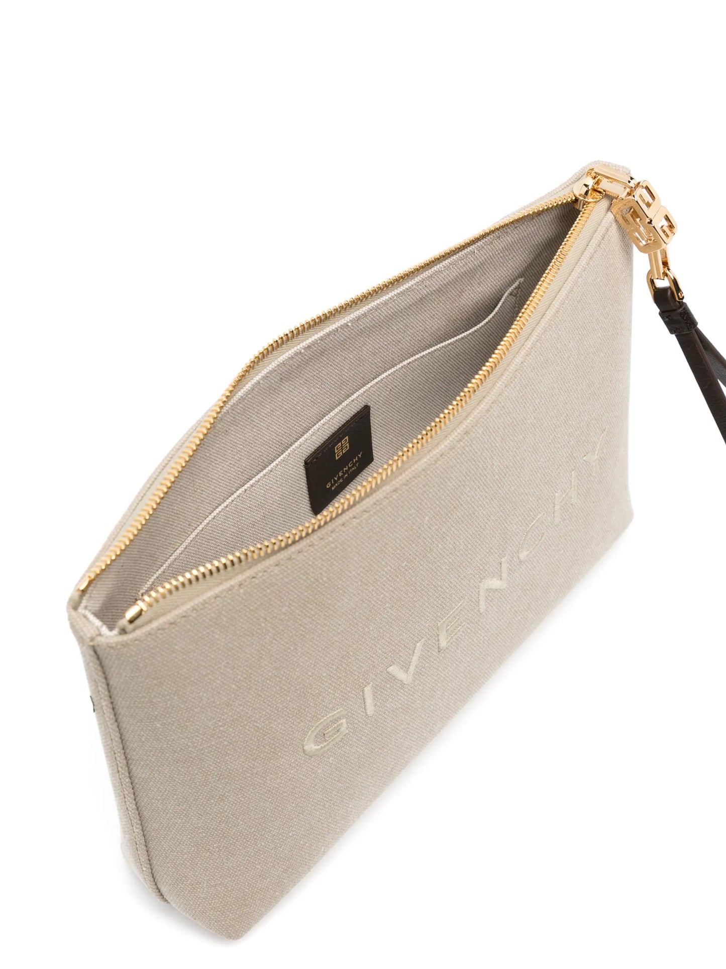 logo-embroidered canvas pouch