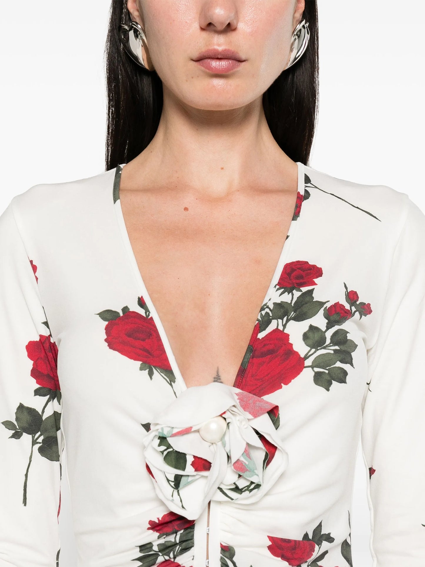 floral-print ruched top