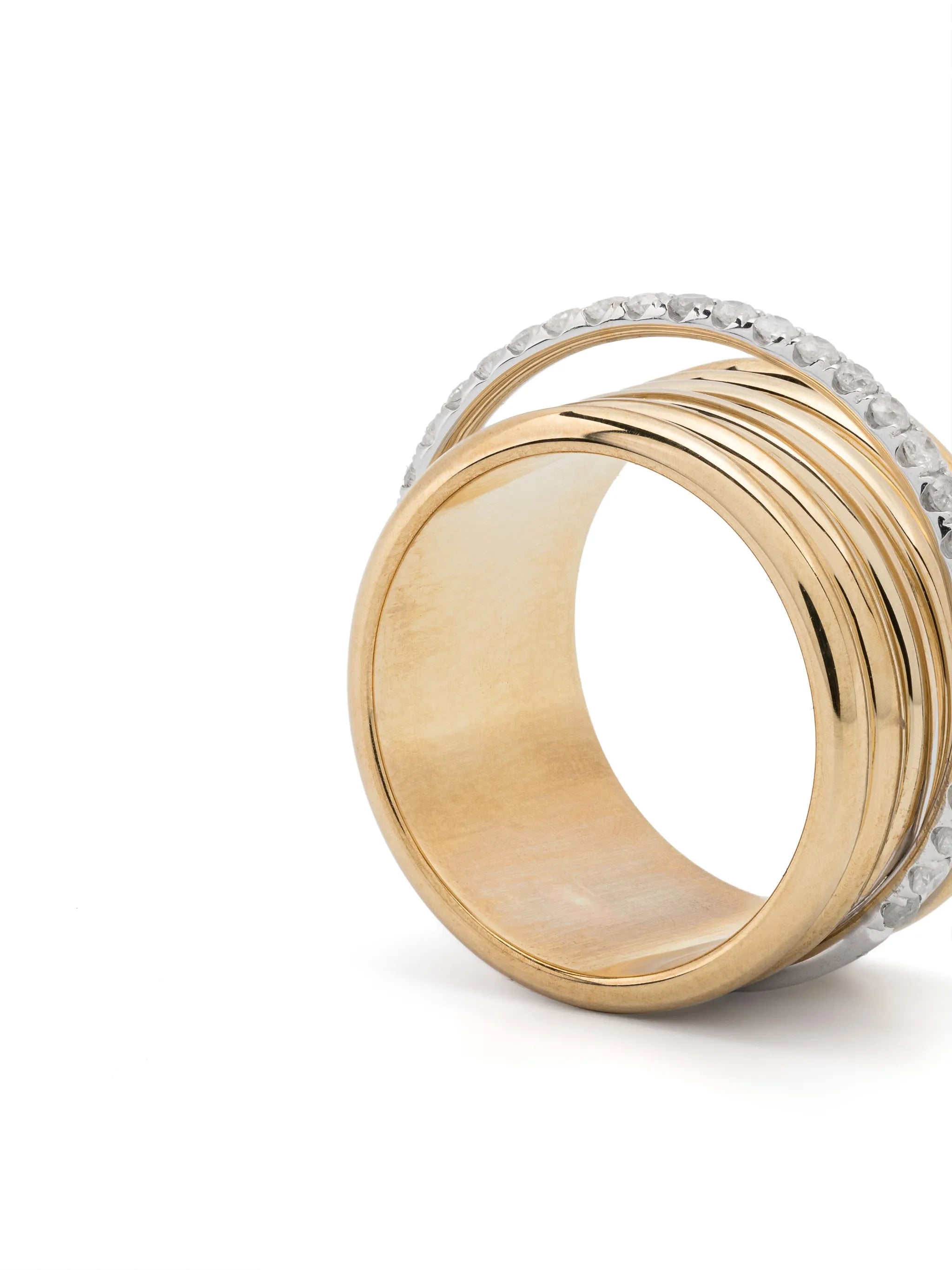 9kt yellow and white gold Bague Semainier diamond ring
