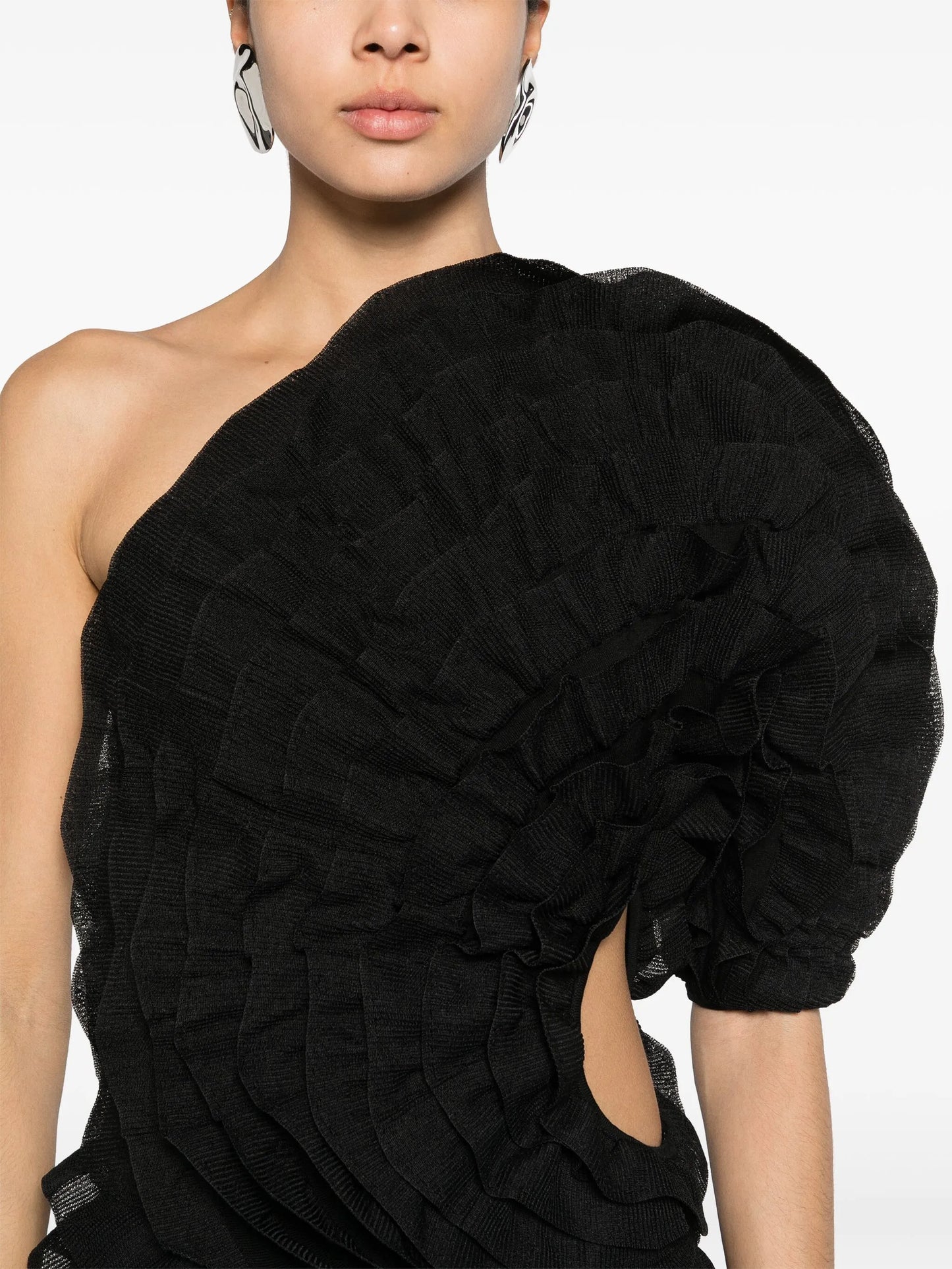 ruffled asymmetric maxi dress