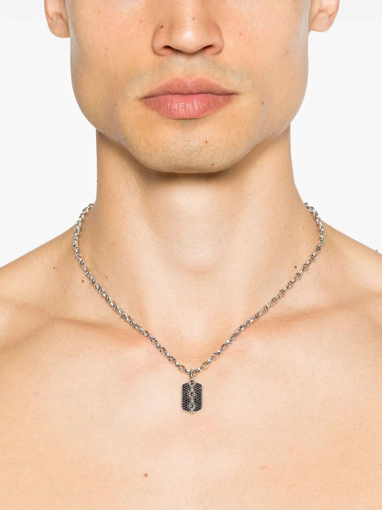 sterling silver medium Thorn Razer Tag sapphire necklace