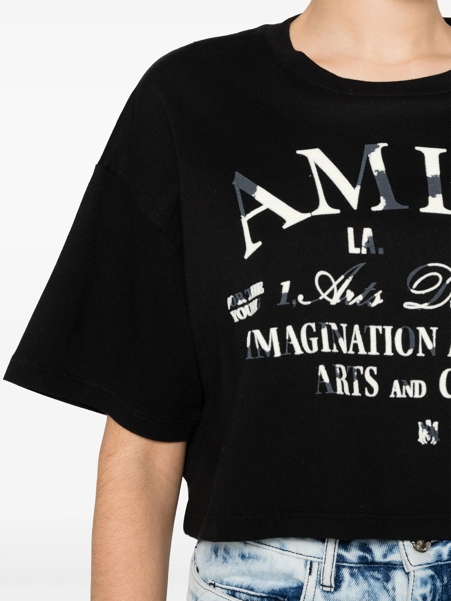 flocked-logo crop top