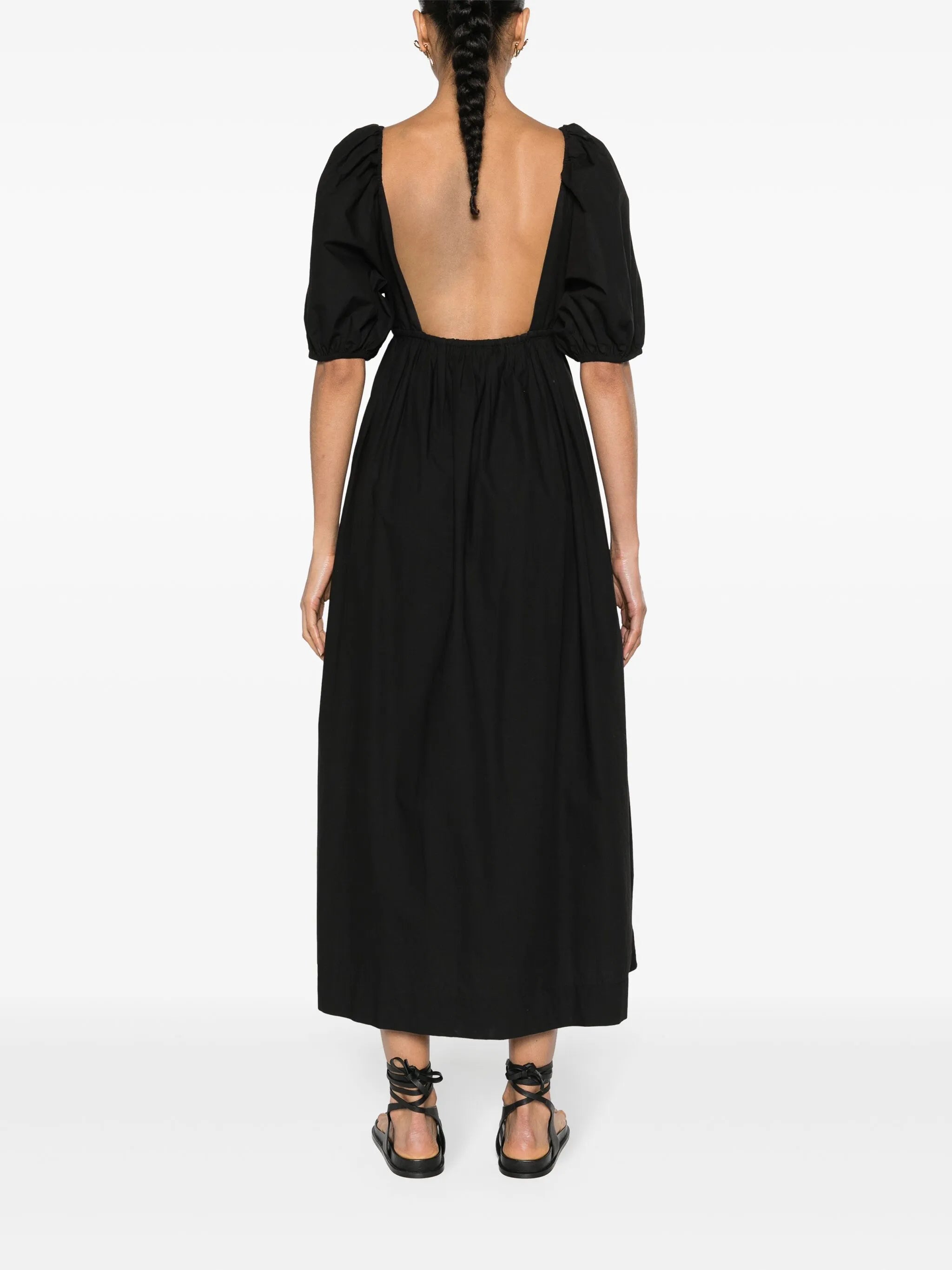 V-neck poplin midi dress