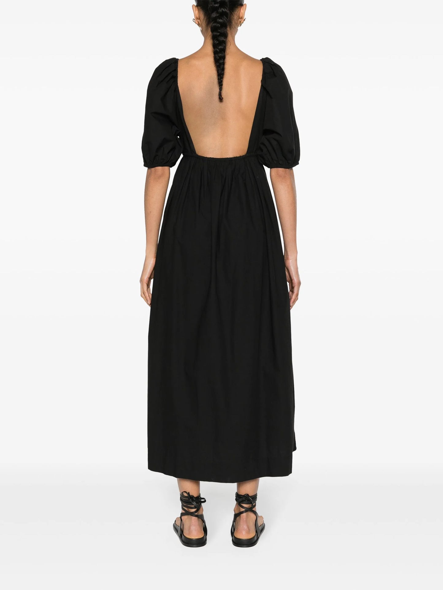 V-neck poplin midi dress