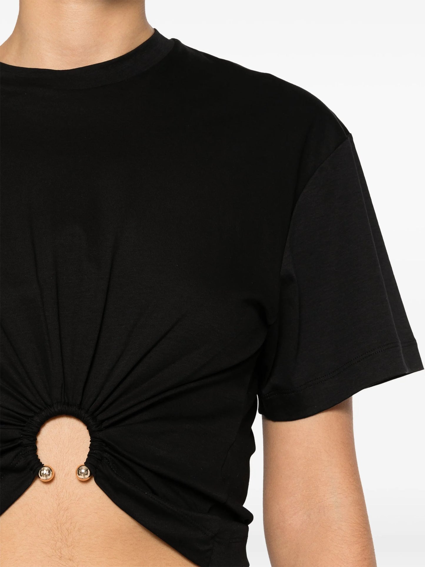 T-shirt in black cotton with signature piercing detail