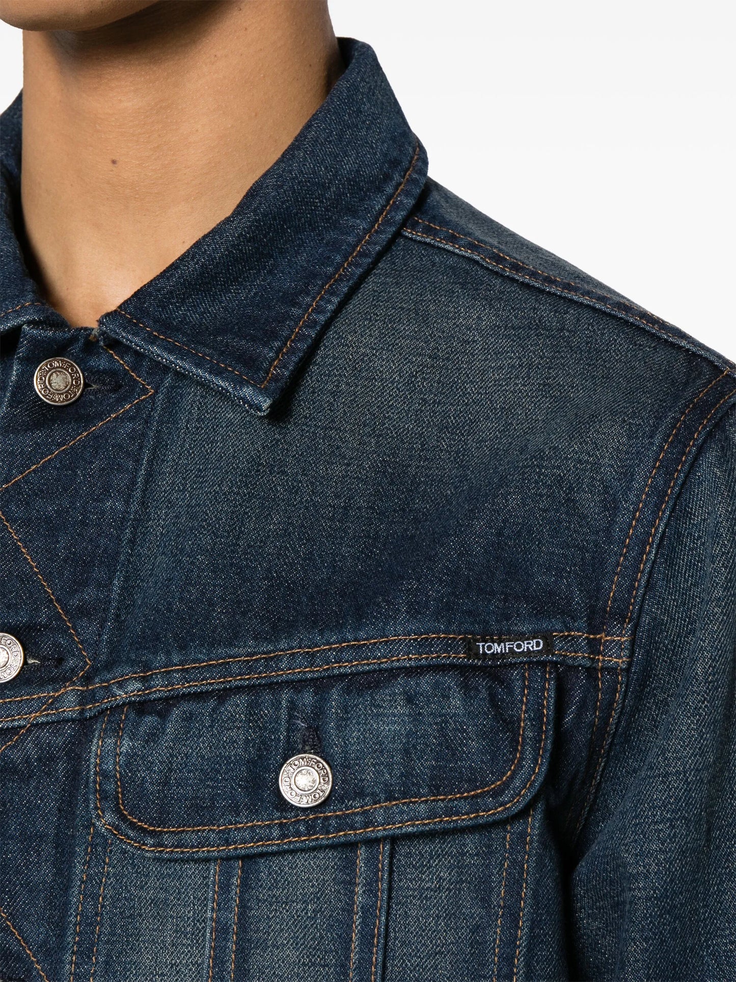 contrast-stitching denim jacket