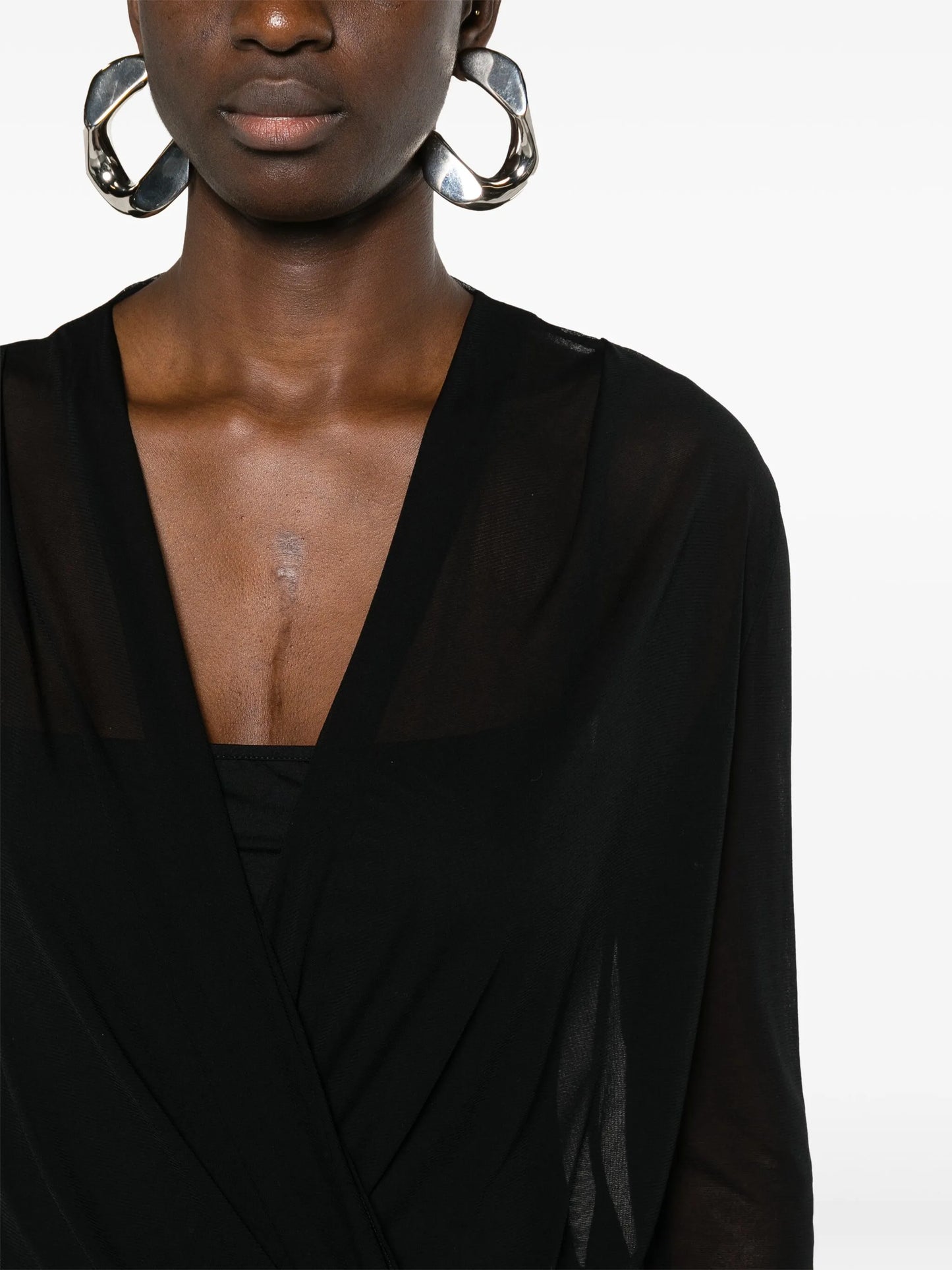 mesh wrap blouse