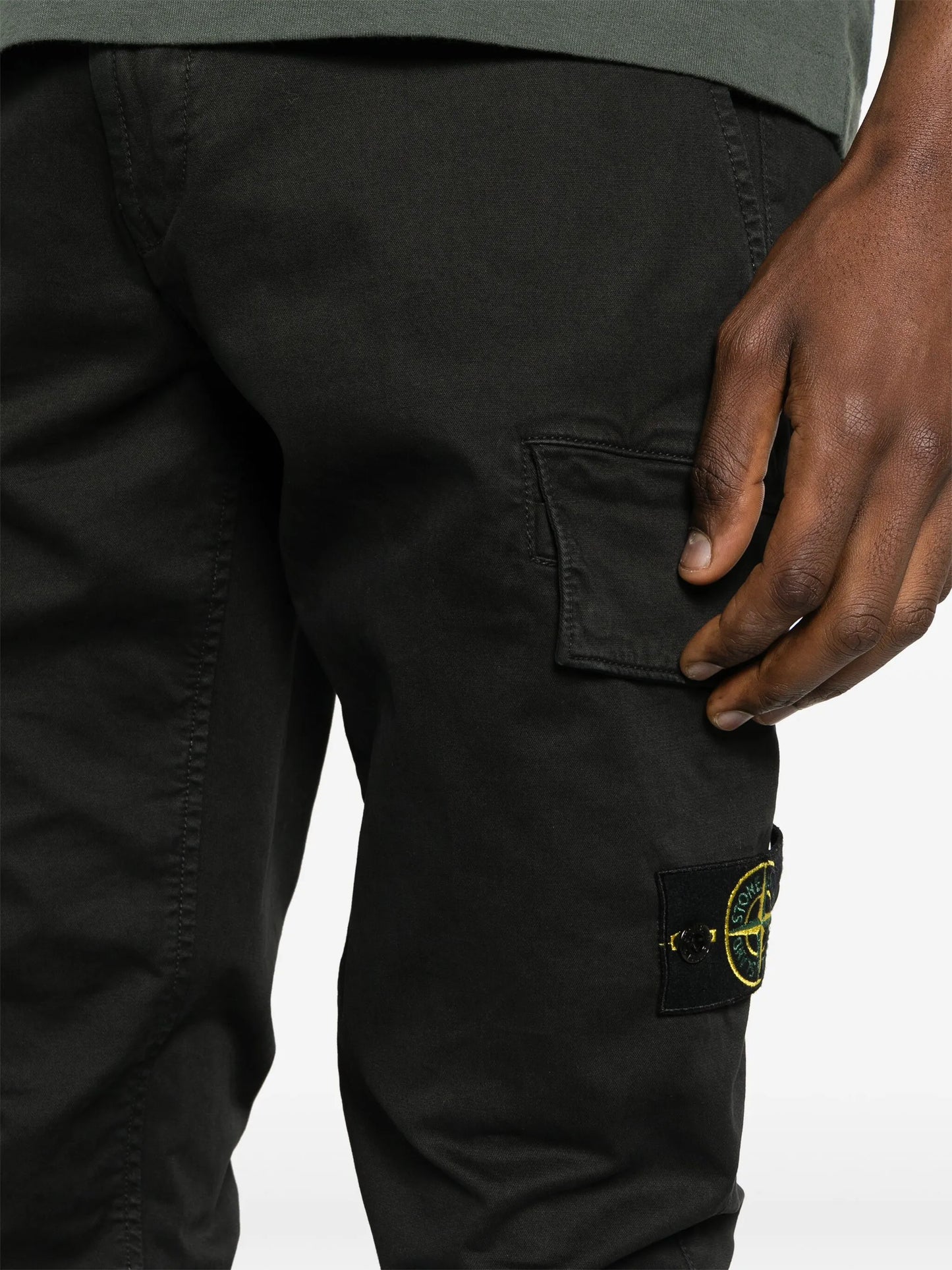 Compass-badge cotton skinny trousers
