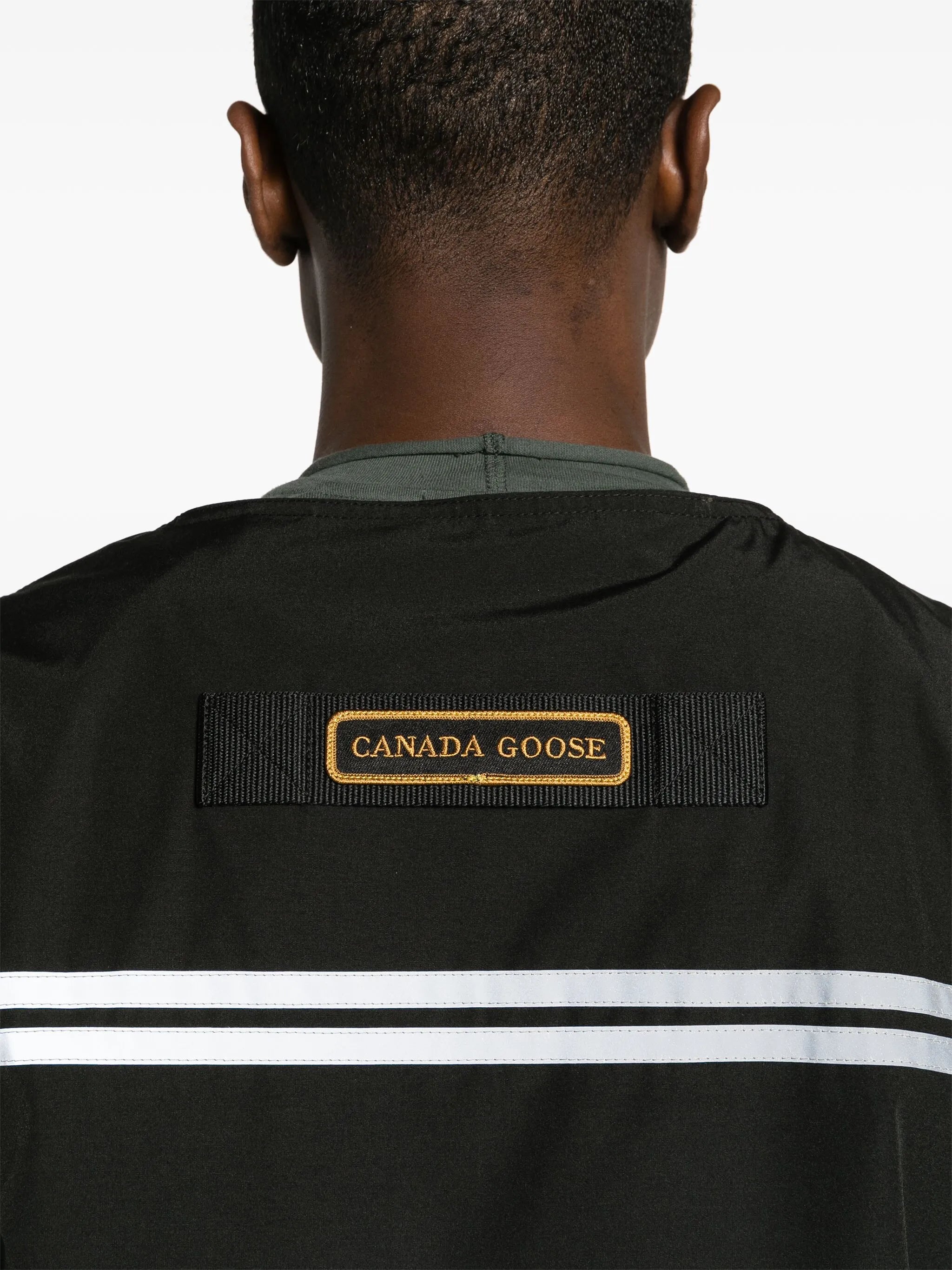 logo-patch zip-up vest