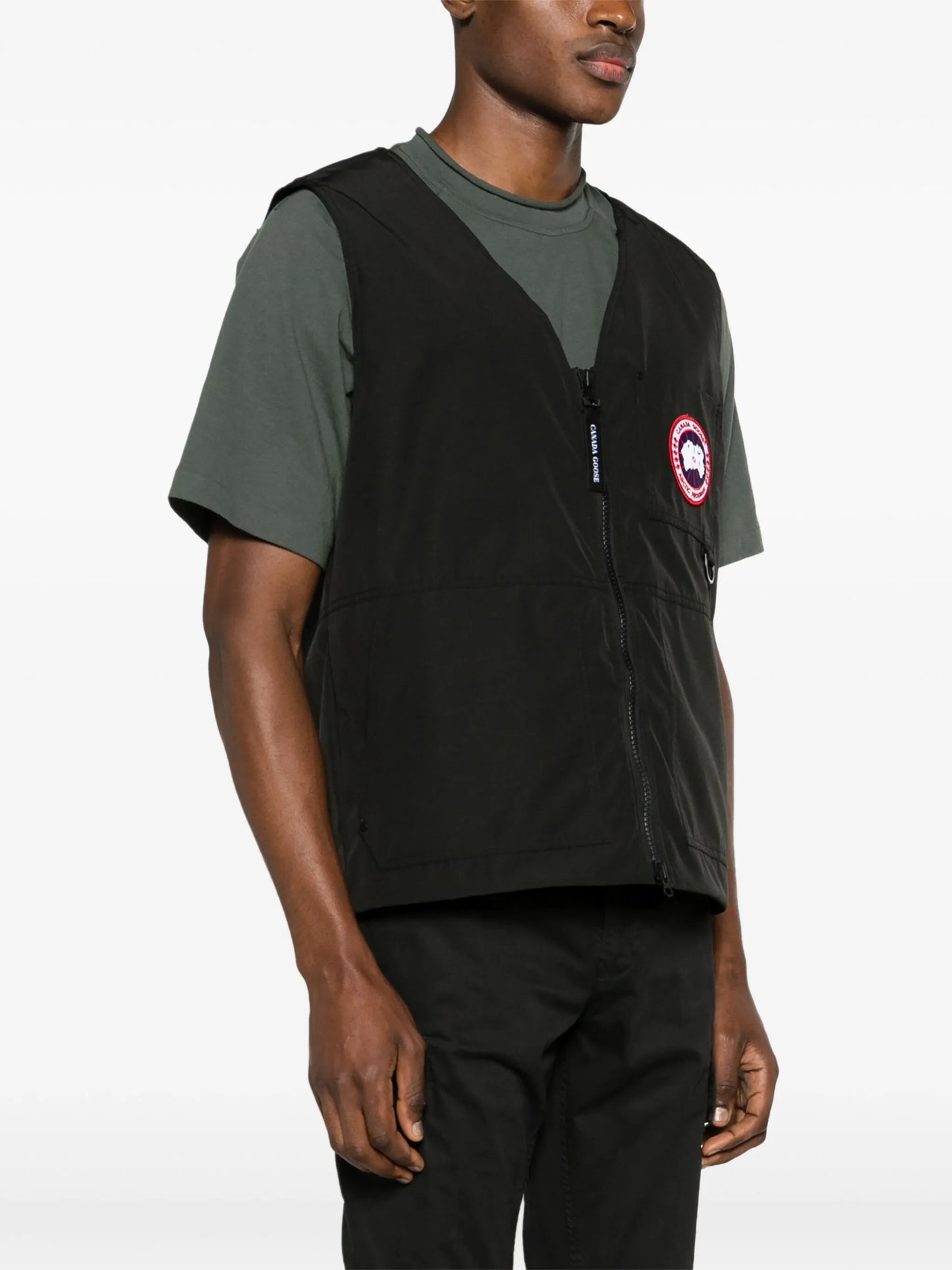 logo-patch zip-up vest