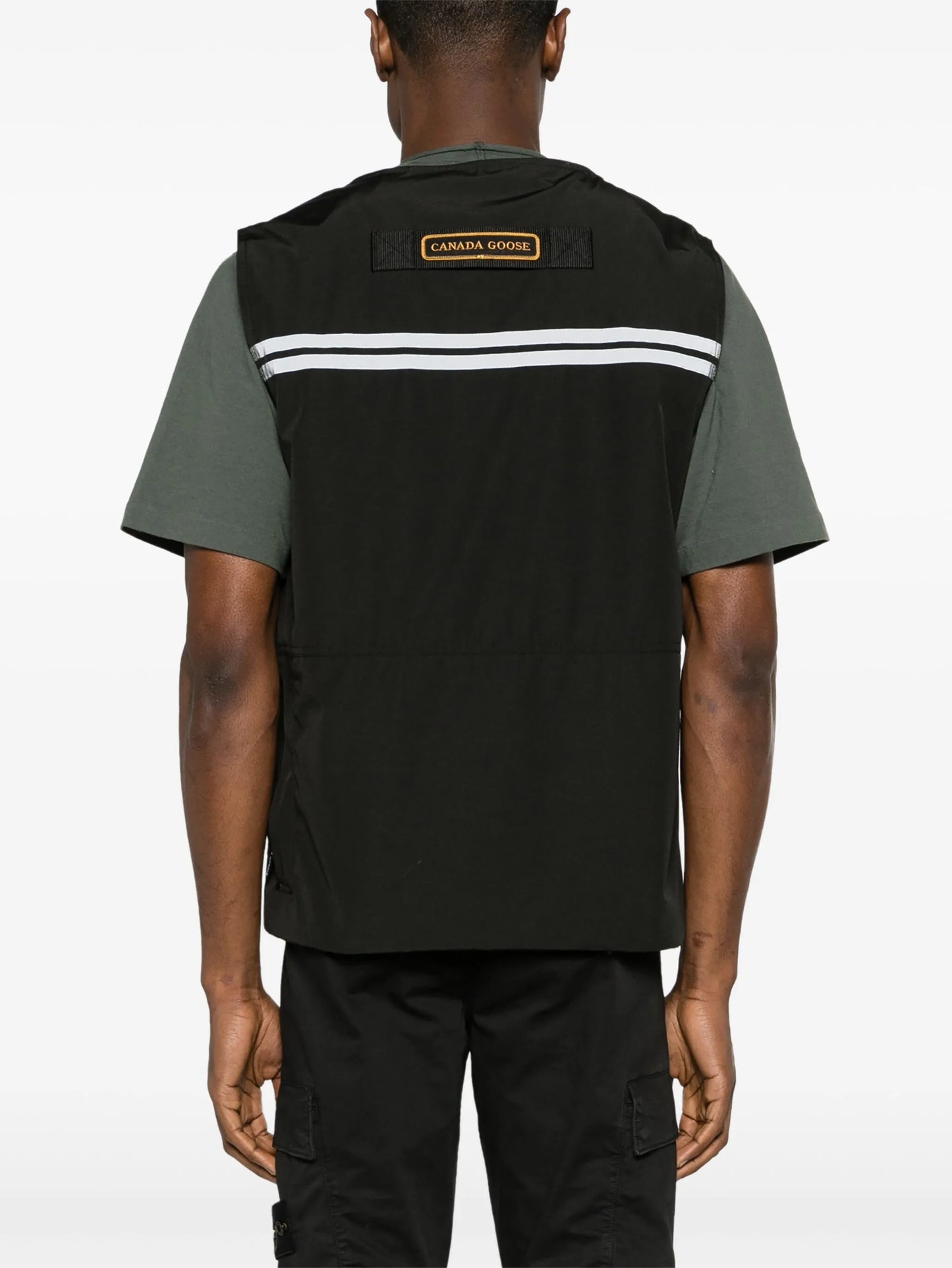 logo-patch zip-up vest