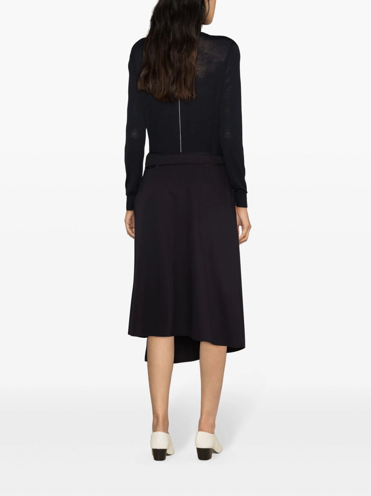 asymmetric tied midi skirt