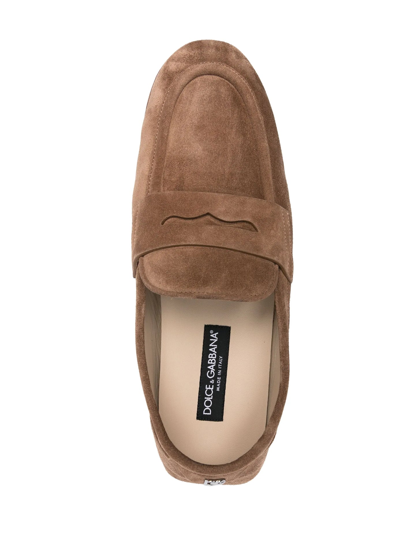 logo-plaque suede loafers
