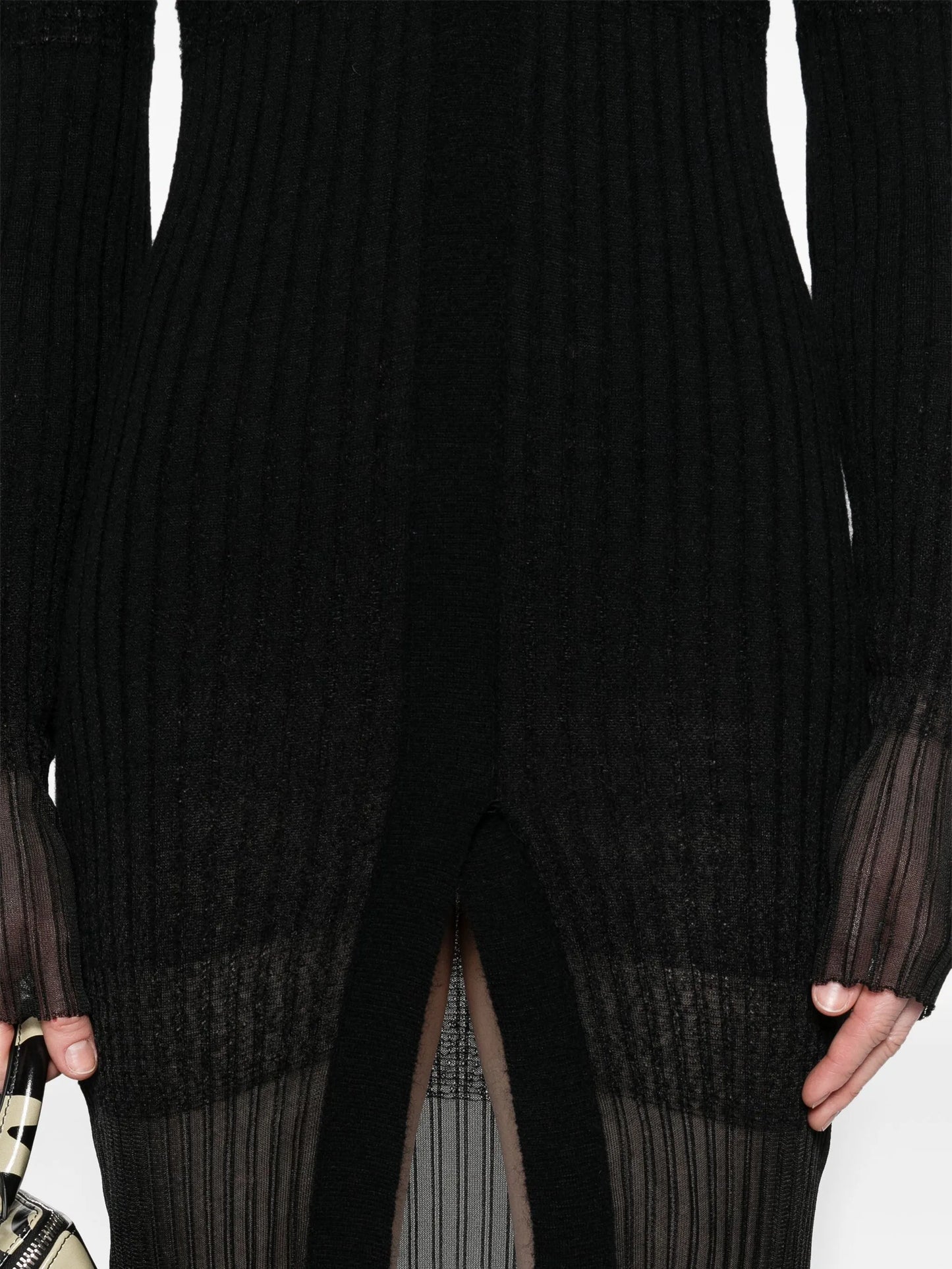 V-neck ribbed midi dress