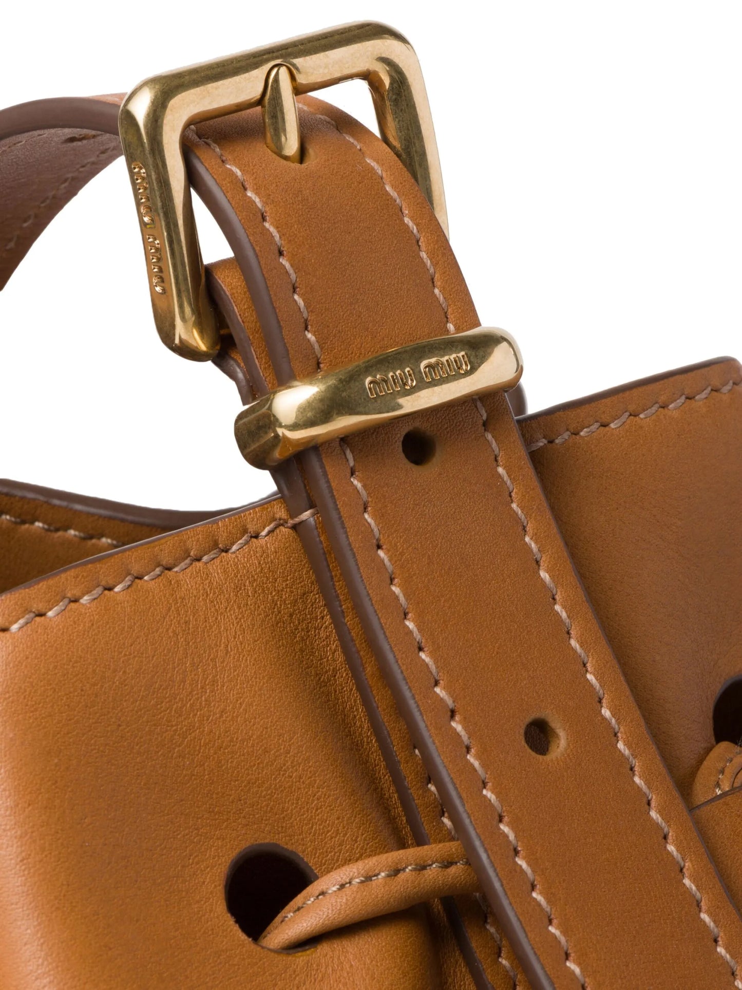 logo-embossed leather bucket bag