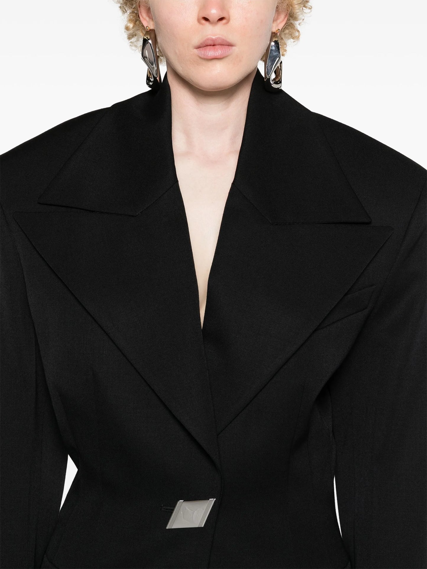 single-breasted maxi-shoulders blazer