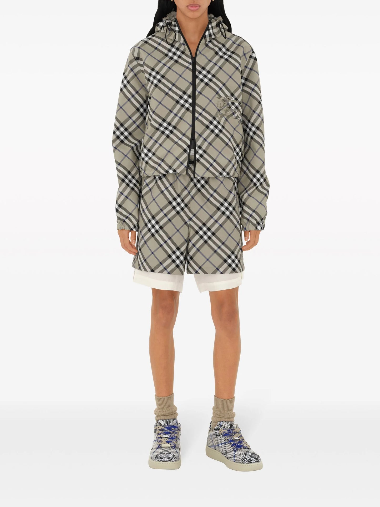 Box checked knitted sneakers