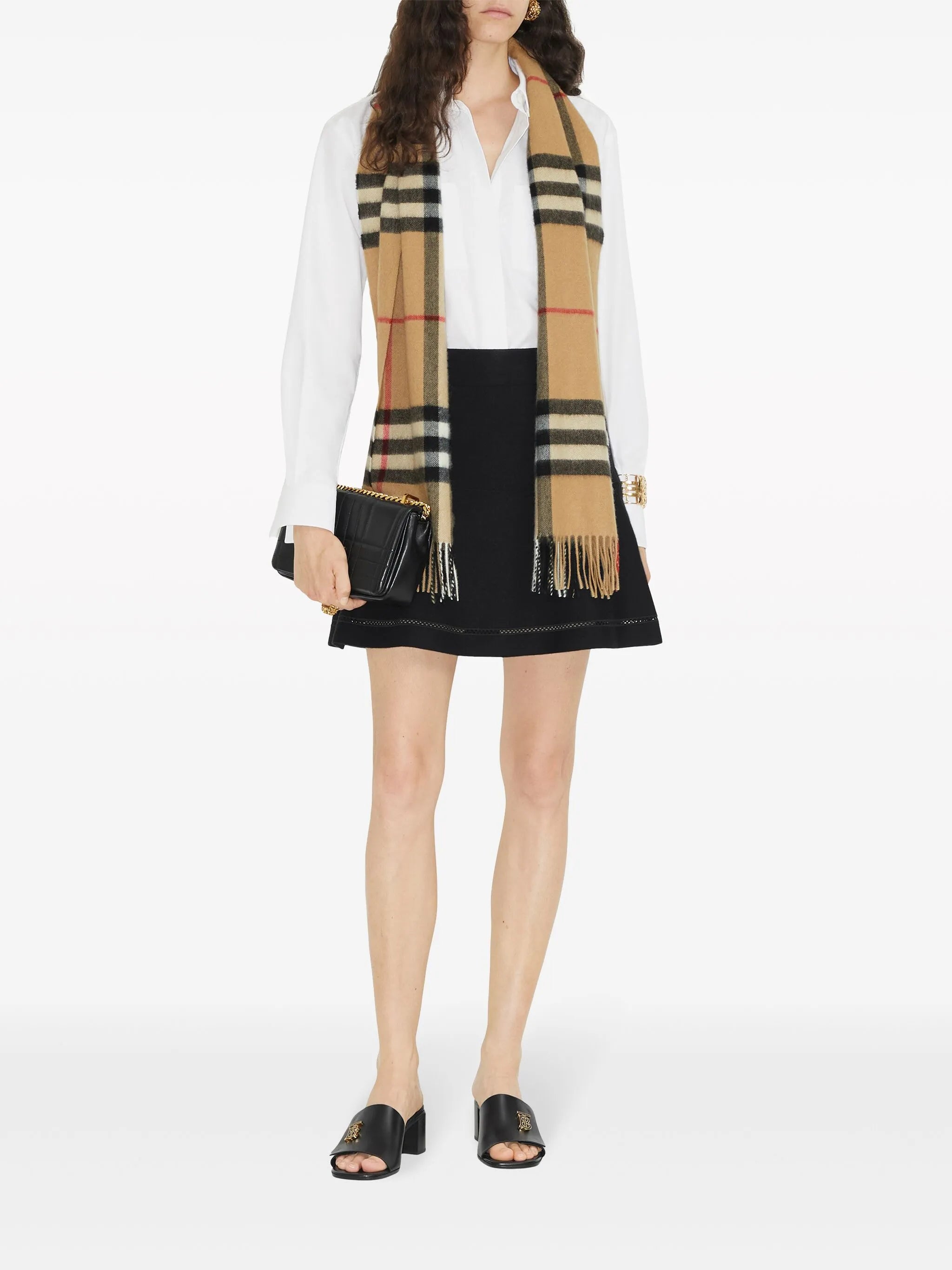 check cashmere scarf