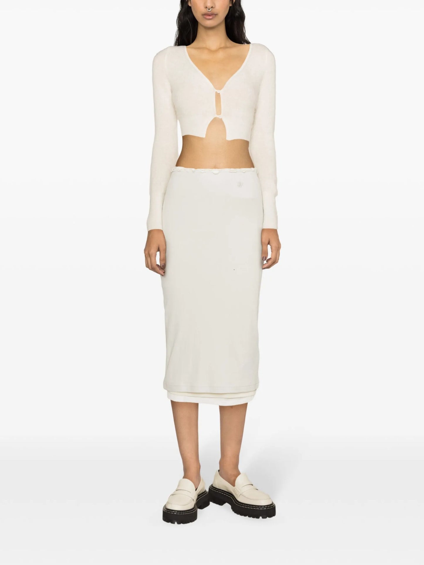 + layered cotton midi skirt