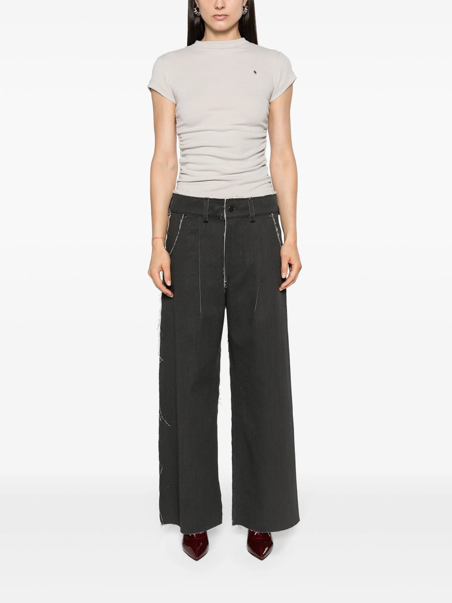 corset-waist wide-leg jeans