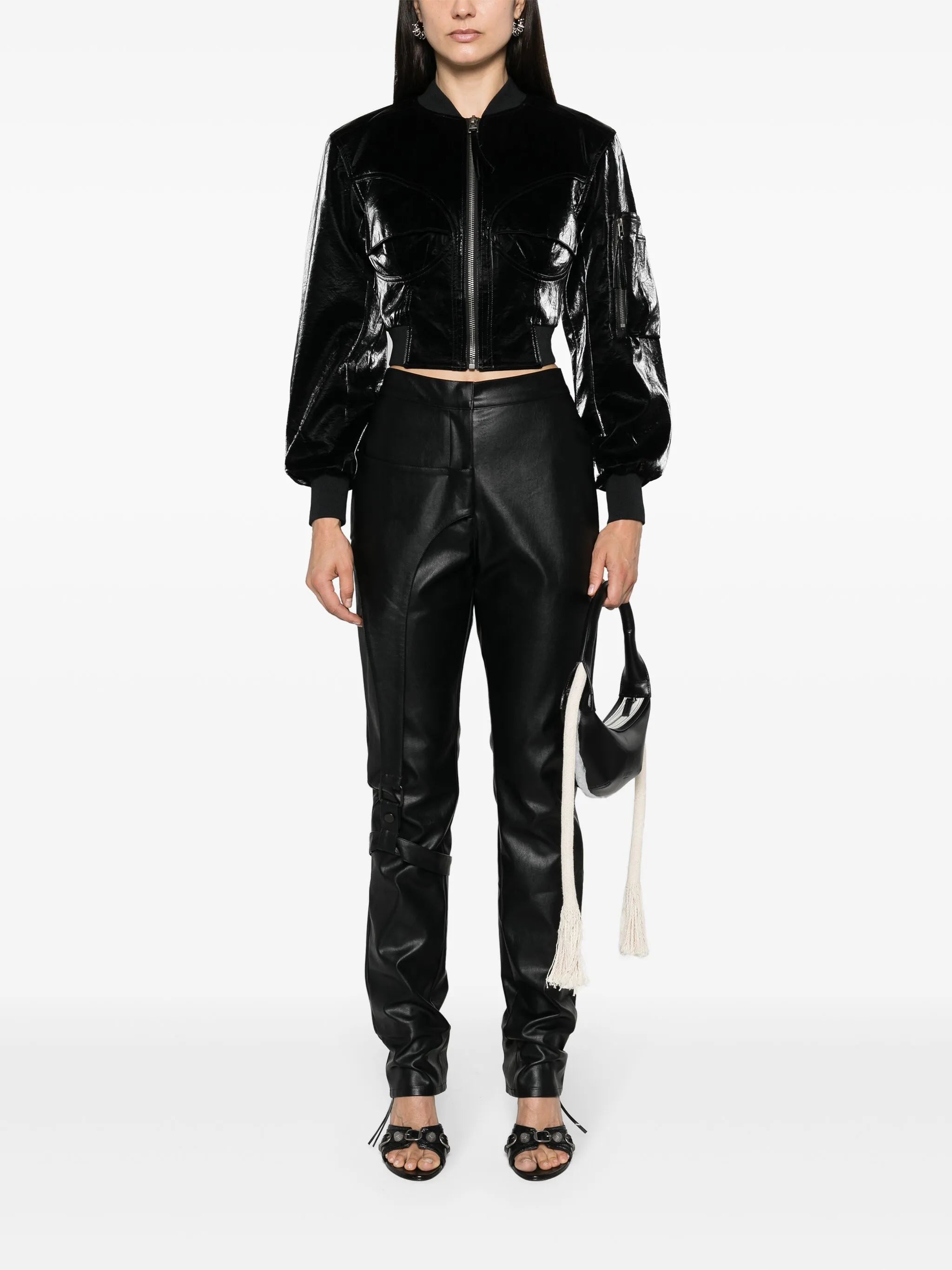 Moto faux-leather trousers