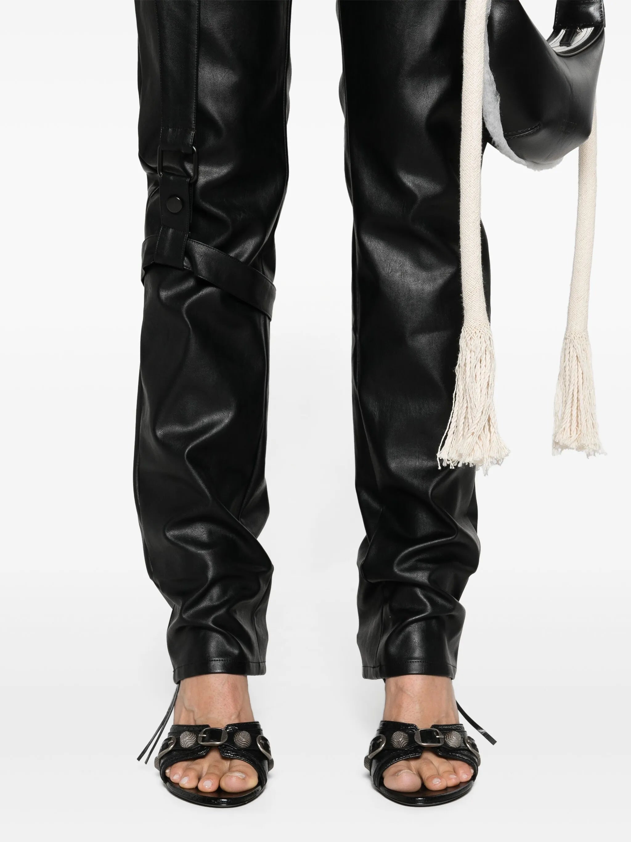 Moto faux-leather trousers