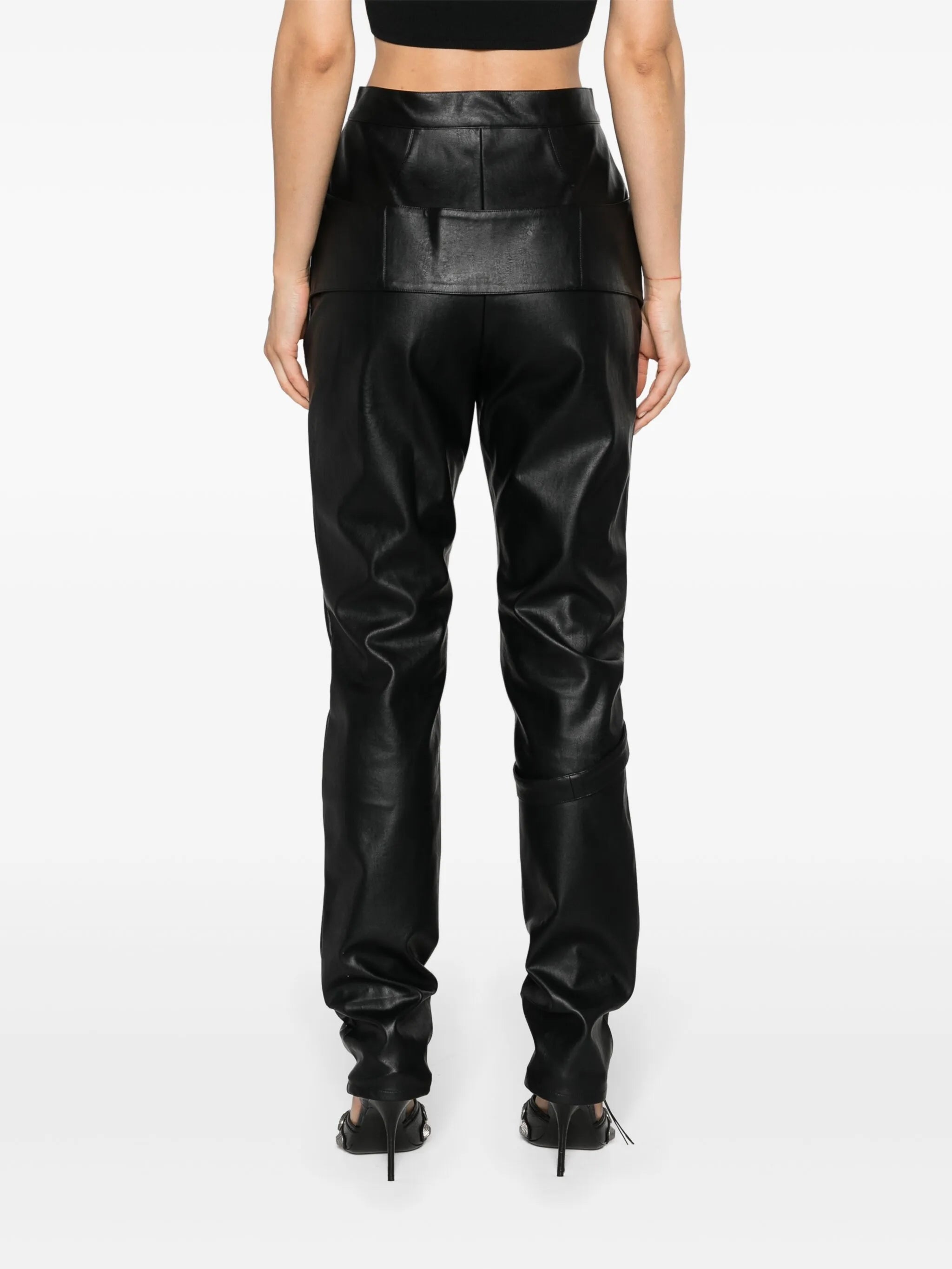 Moto faux-leather trousers