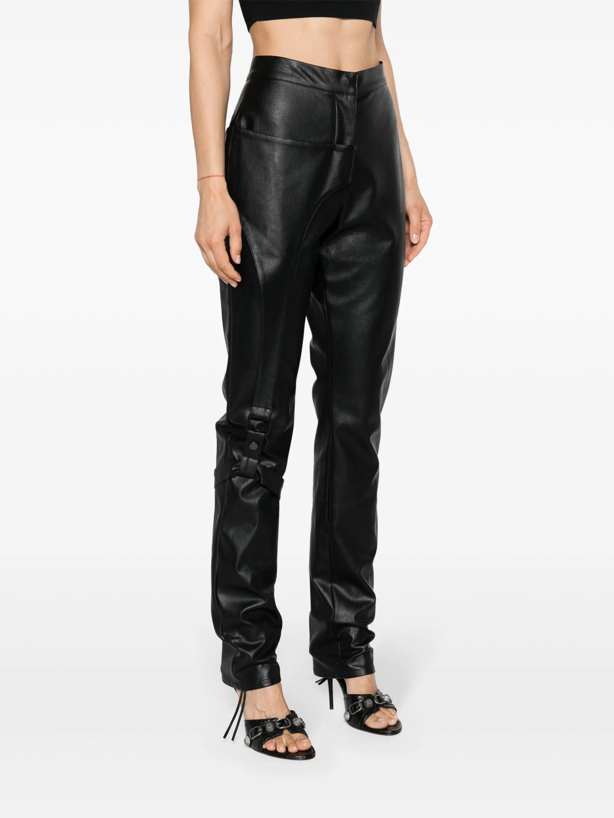 Moto faux-leather trousers