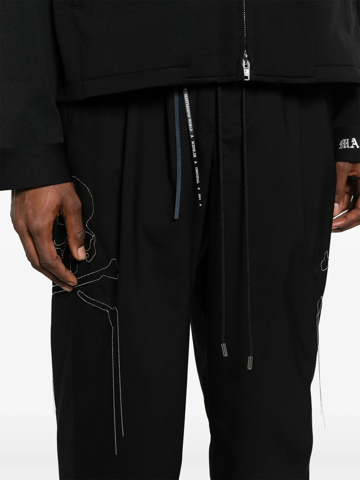 beaded-skulls wool trousers
