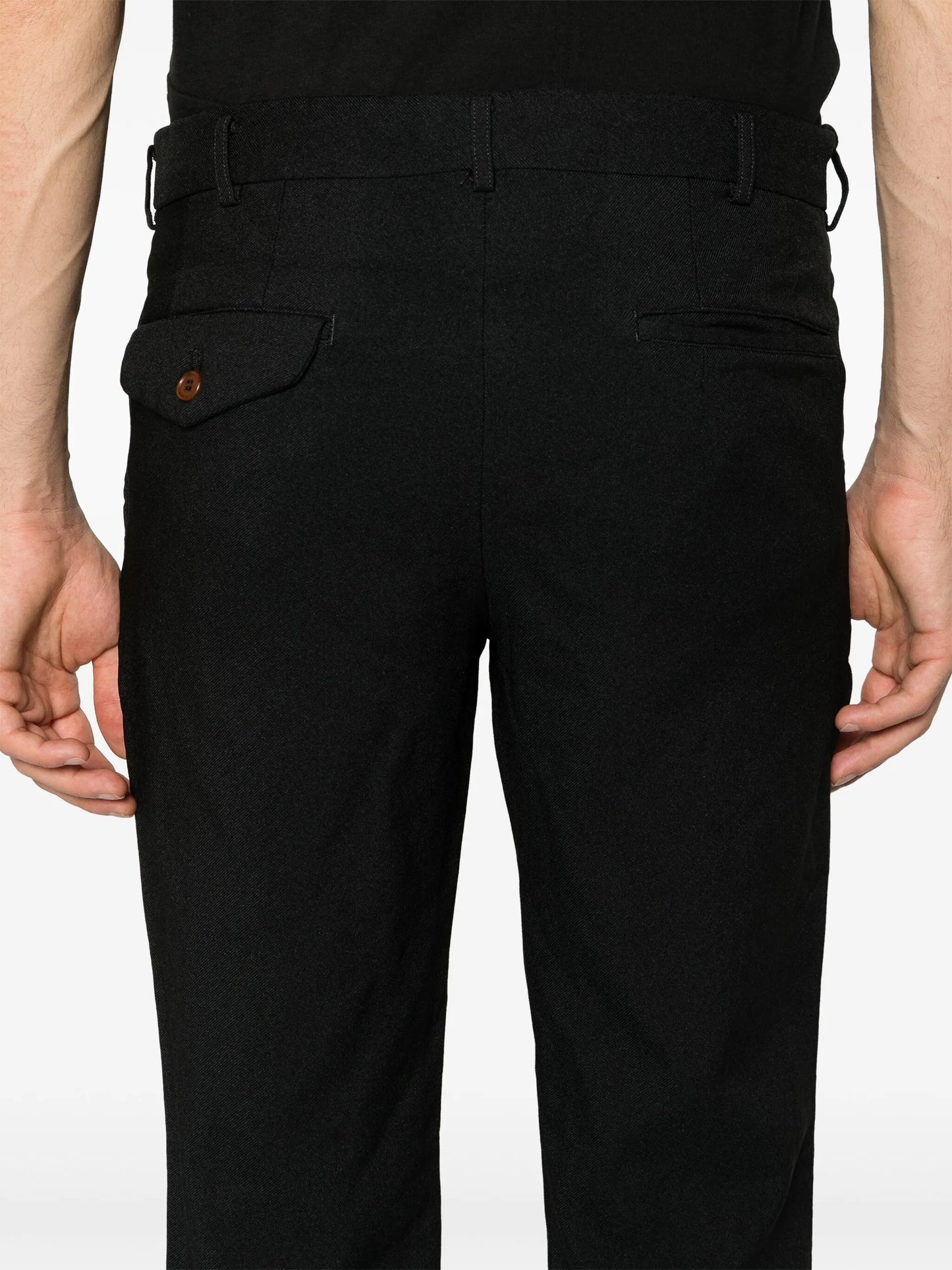 tapered-leg gabardine trousers
