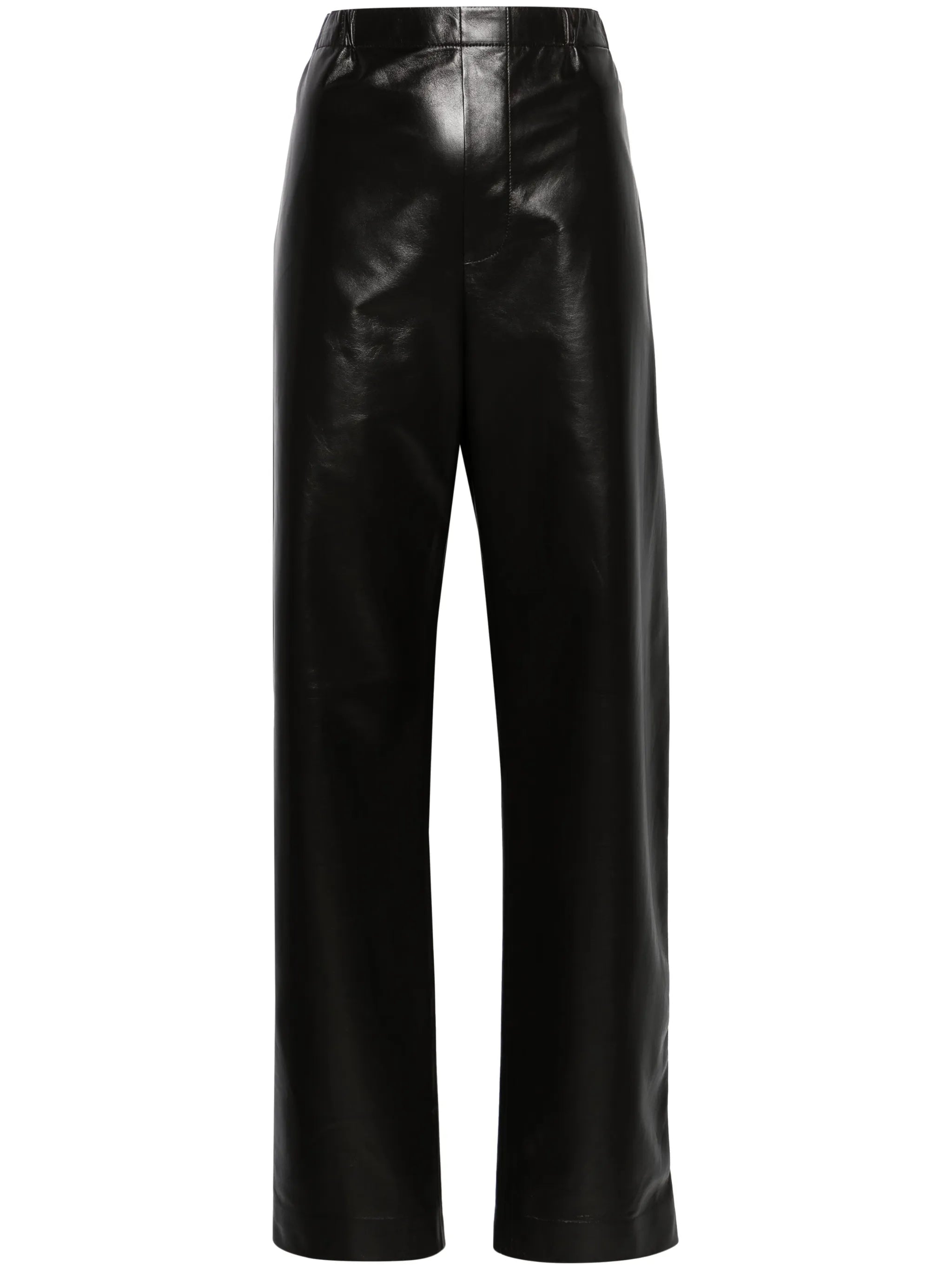 straight-leg leather trousers