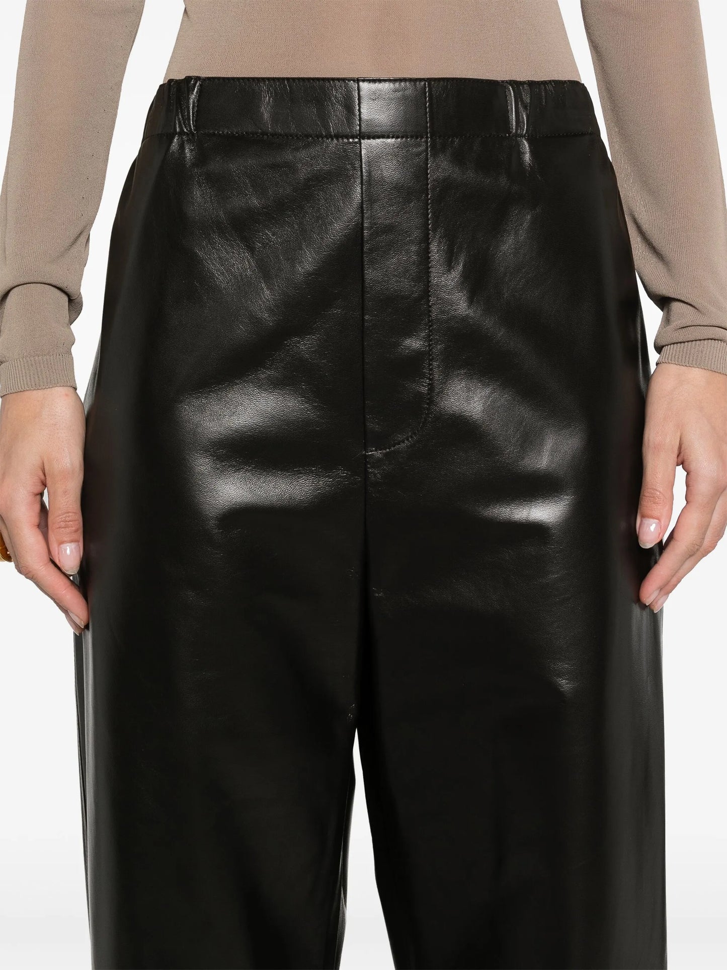 straight-leg leather trousers