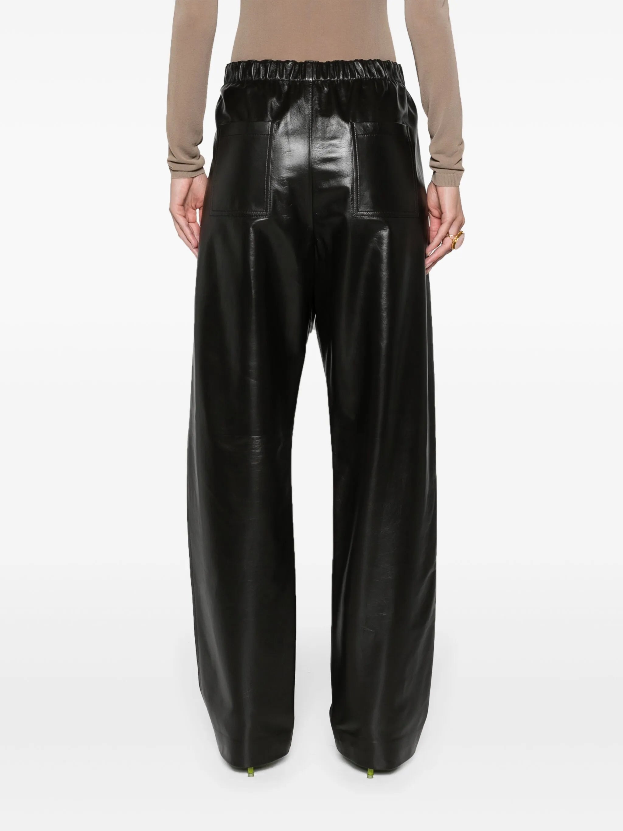 straight-leg leather trousers