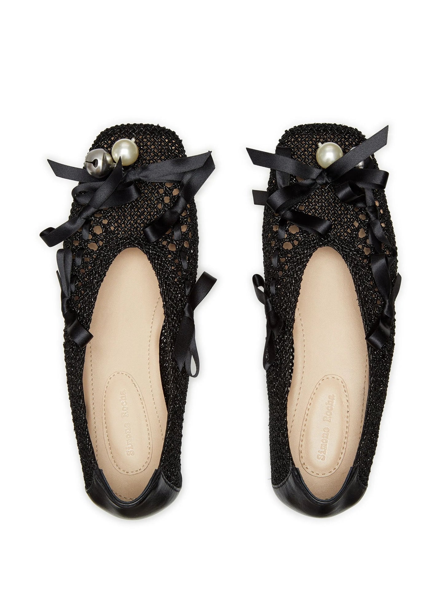bell-charm crochet ballerina shoes