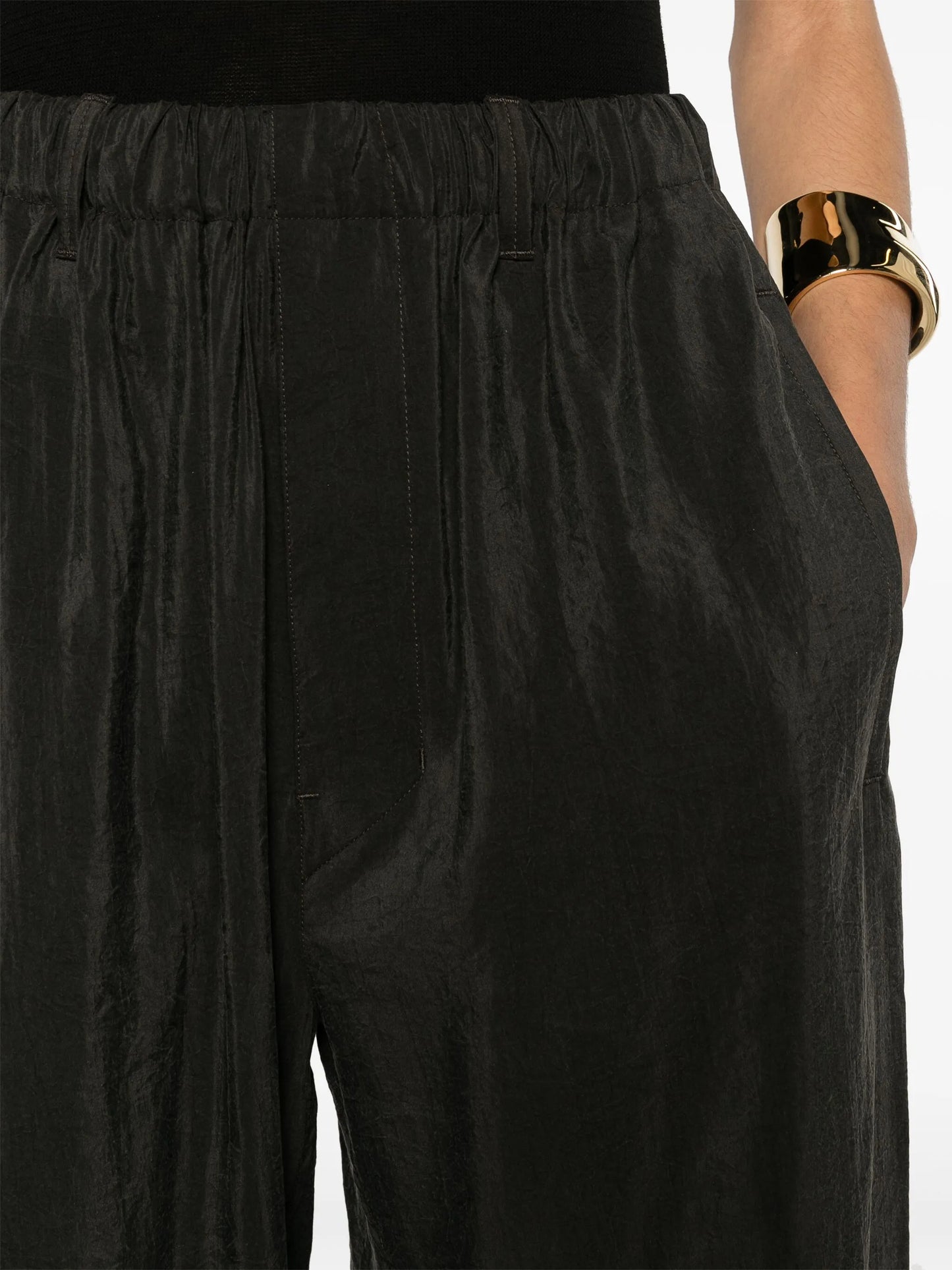 silk blend tapered-leg trousers
