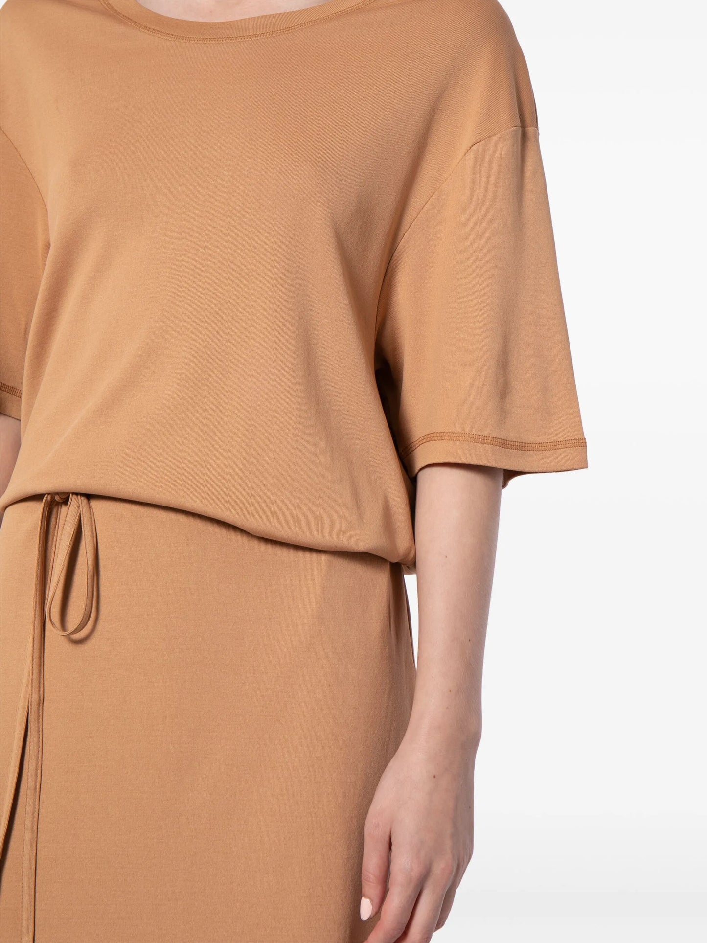 belted rib T-shirt dress