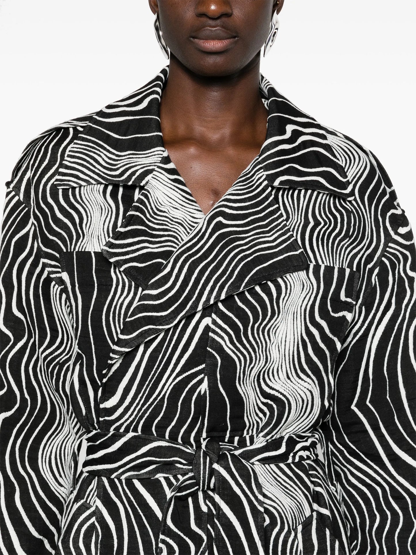 Faretta wave-jacquard trench coat