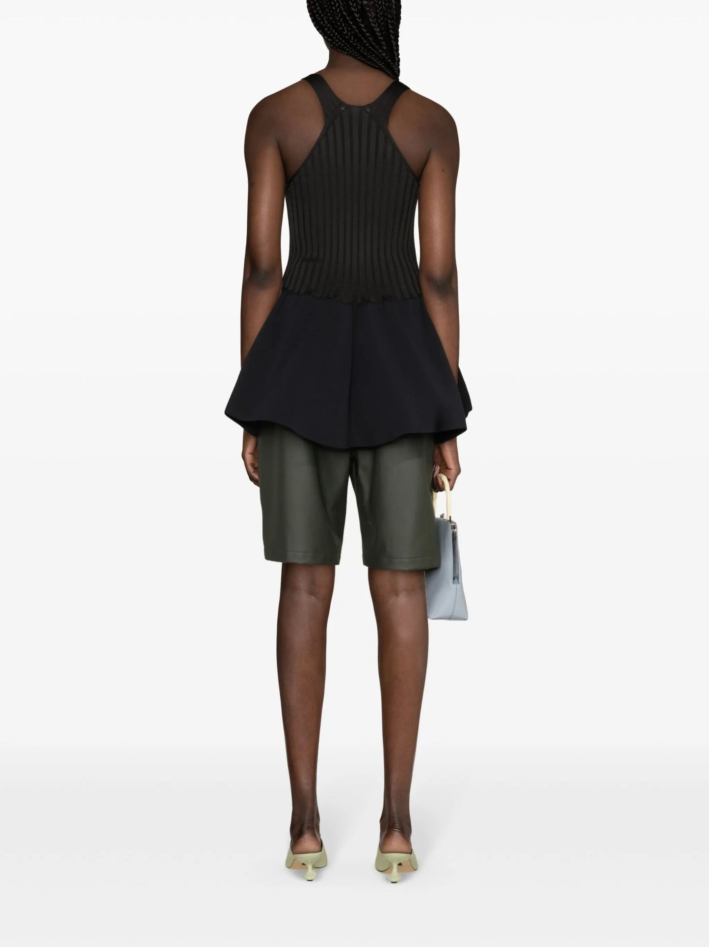 peplum ribbed-knit tank top
