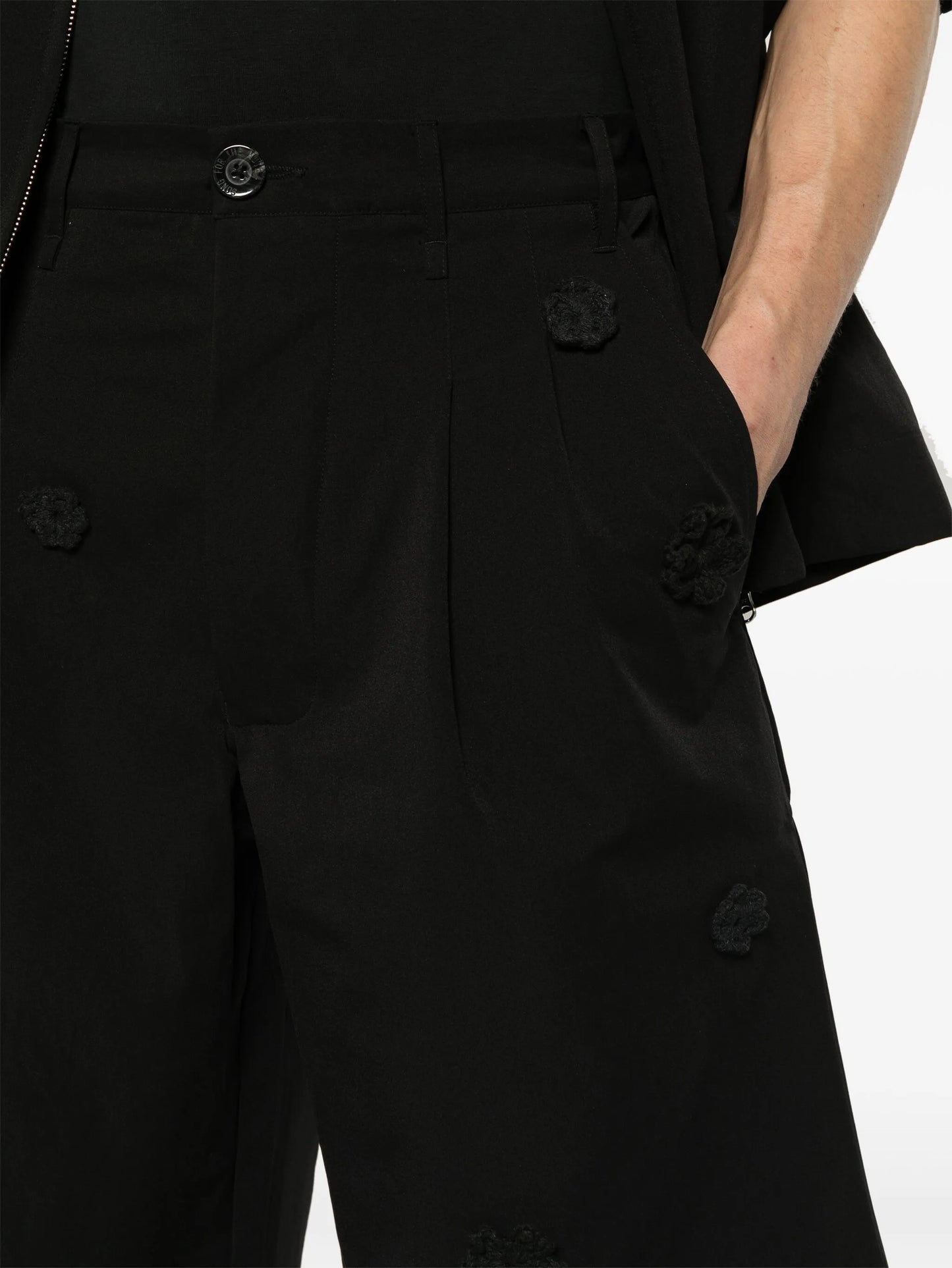 floral-appliqué tailored shorts